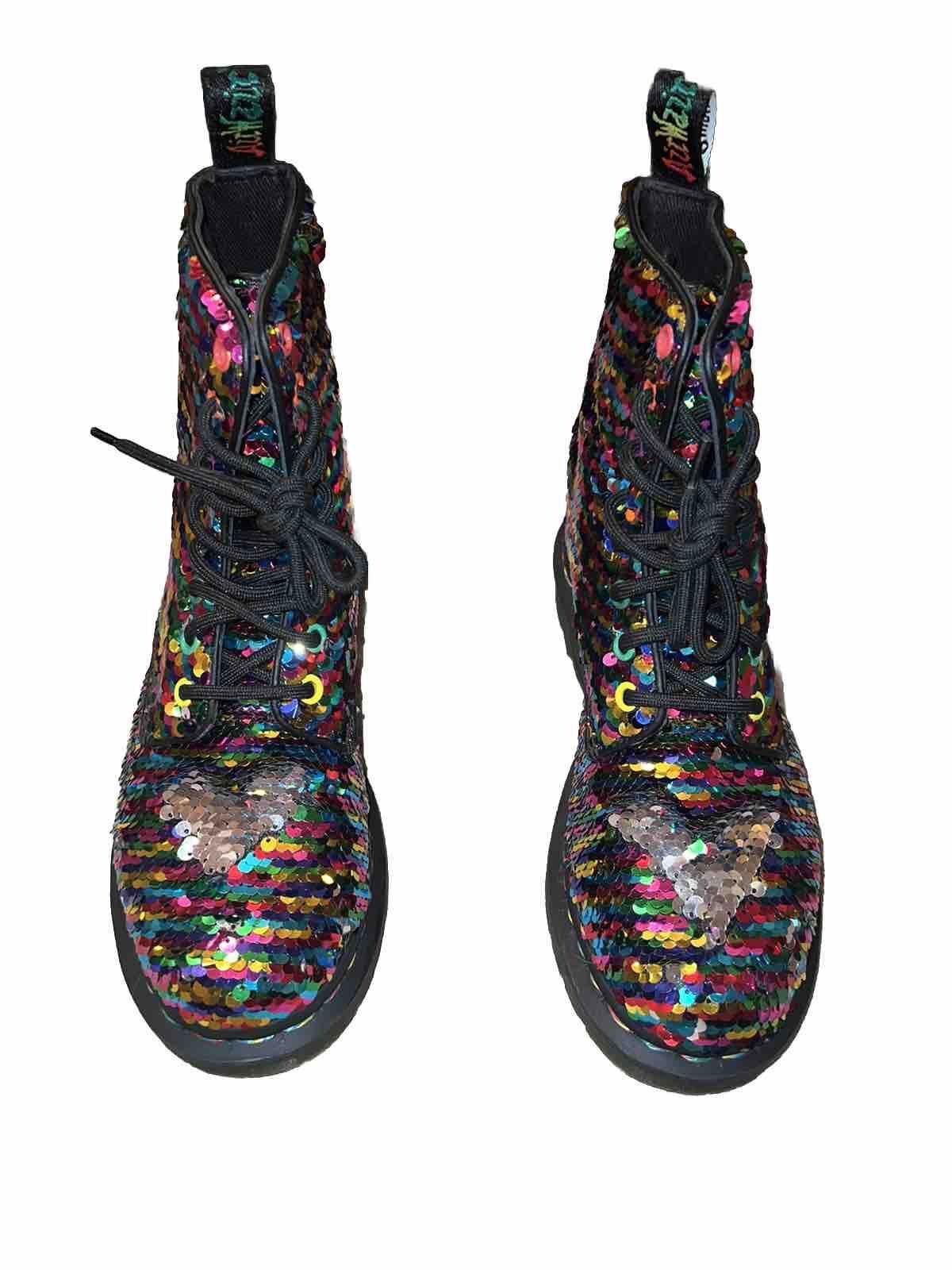 Dr. Martens NEW Dr Martens 1460 Pascal Rainbow Silver Sequin Boots US 6 Size US 6 / IT 36 - 8 Thumbnail