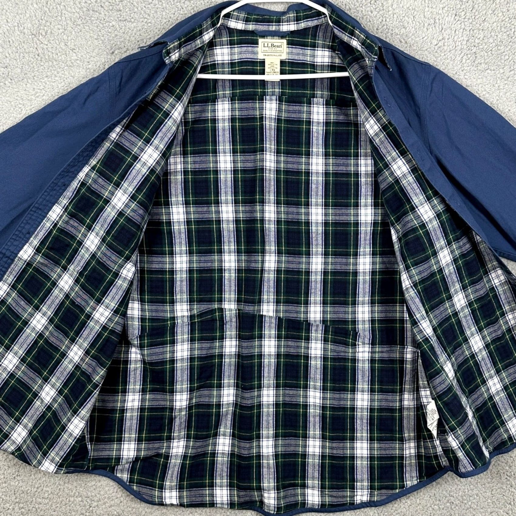 Vintage VINTAGE L.L. Bean Flannel Lined Shirt Shacket Men Large Blue Jacket Barncoat Long Sleeve Size US L / EU 52-54 / 3 - 4 Thumbnail