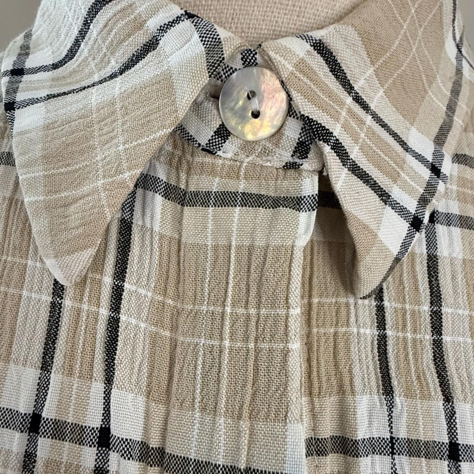 Other Carry Back button up shirt tan & gray plaid sporty SZ 8 Size M / US 6-8 / IT 42-44 - 2 Thumbnail