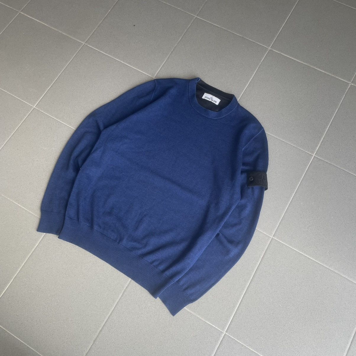 Stone Island × Vintage Stone Island Airbrush Wool Longsleeve Navy Blue L Sweatshirt Size US L / EU 52-54 / 3 - 10 Thumbnail