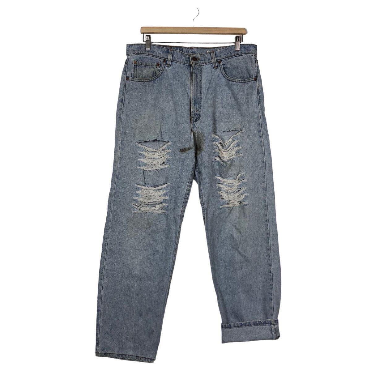 Levi's 🔥90’s Distressed Denim Jeans Levi’s Lot 555 Relaxed Fit Size US 36 / EU 52 - 11 Thumbnail