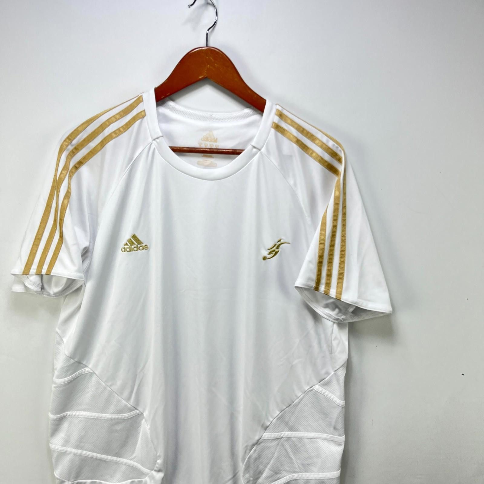 Adidas Vintage Adidas Training Jersey White Gold Soccer Shirt XL Size ONE SIZE - 2 Thumbnail