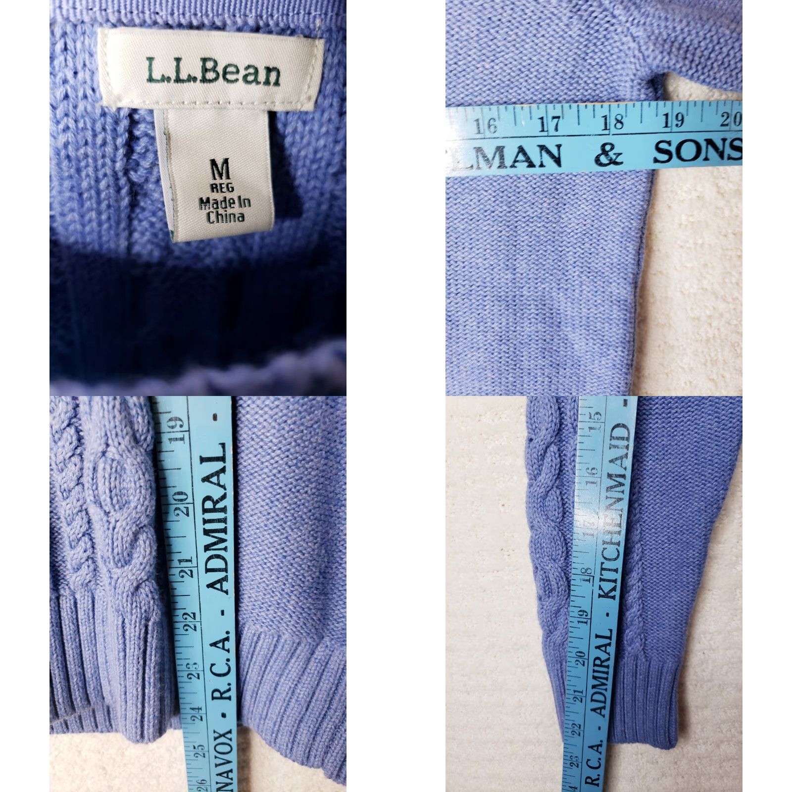 Vintage L.L. Bean Sweater Womens Medium Blue Cable Knit Crew Neck Pullover Casual Cotton Size M / US 6-8 / IT 42-44 - 8 Thumbnail