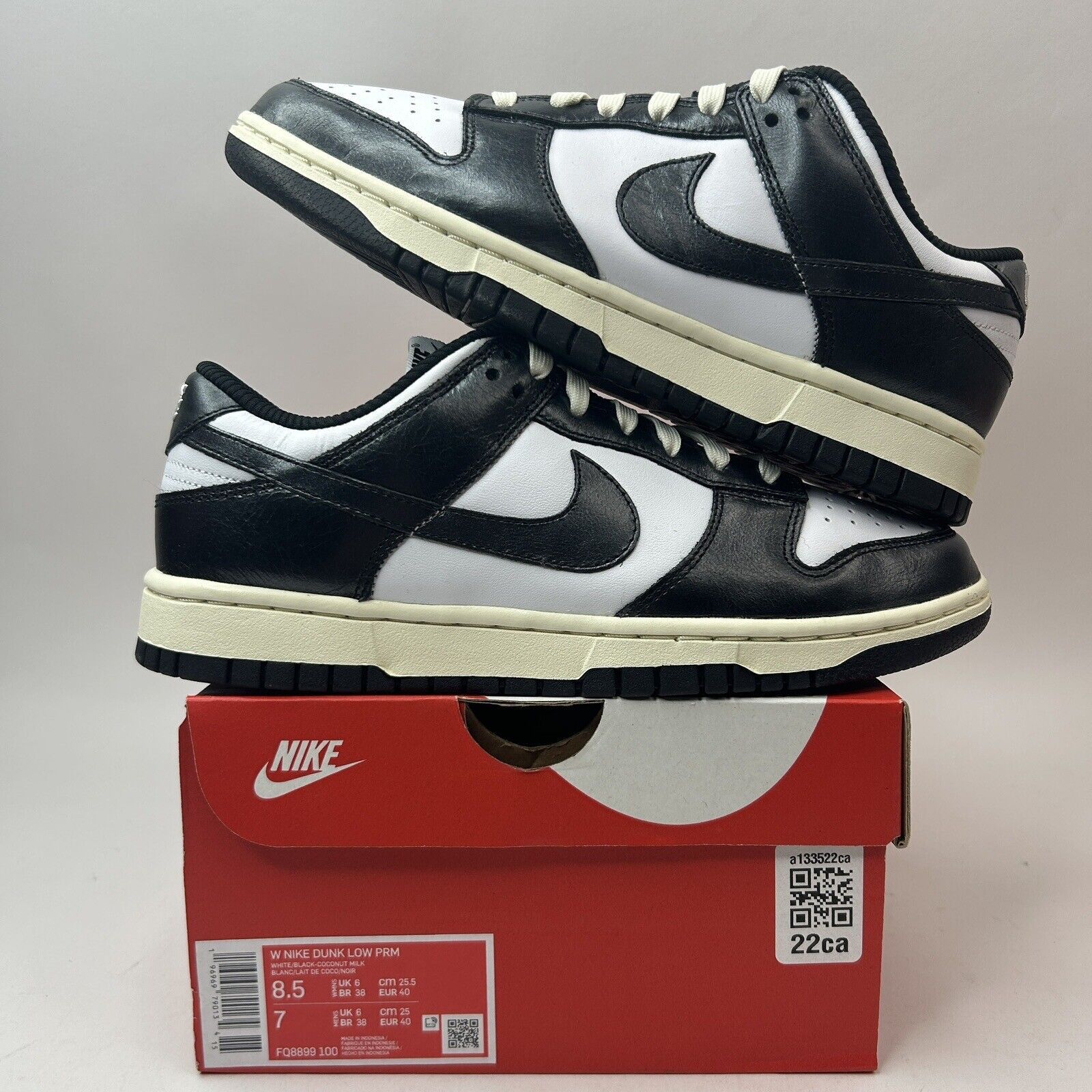 Nike Nike Dunk Low PRM WMNS “Vintage Panda/Black White” 2023 Size US 8.5 / IT 38.5 - 1 Thumbnail