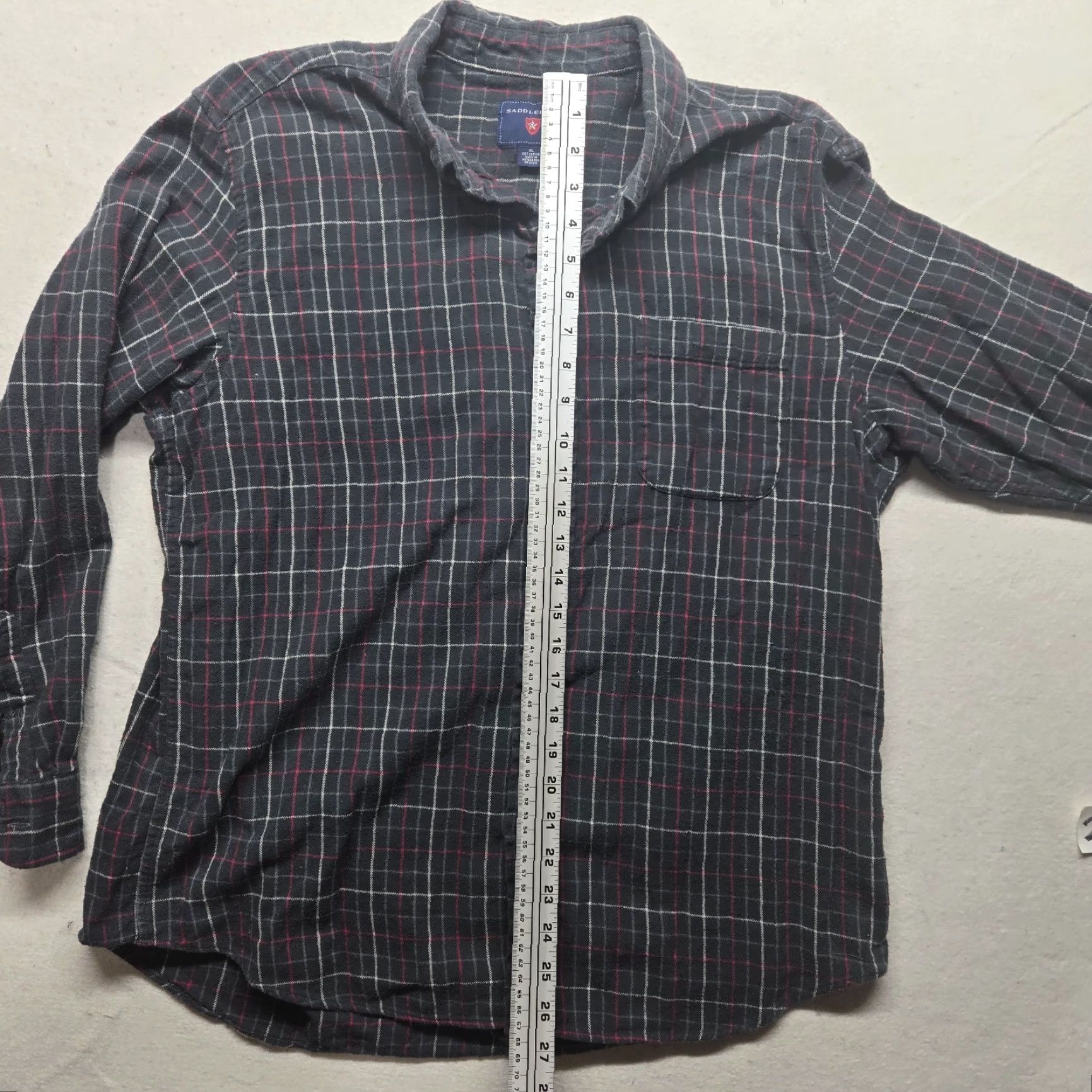 Vintage Saddlebred Shirt Black Plaid Button-Up Adult XL Mens Casual Classic Flannel Cotton Cotton Shirt Size US XL / EU 56 / 4 - 5 Thumbnail