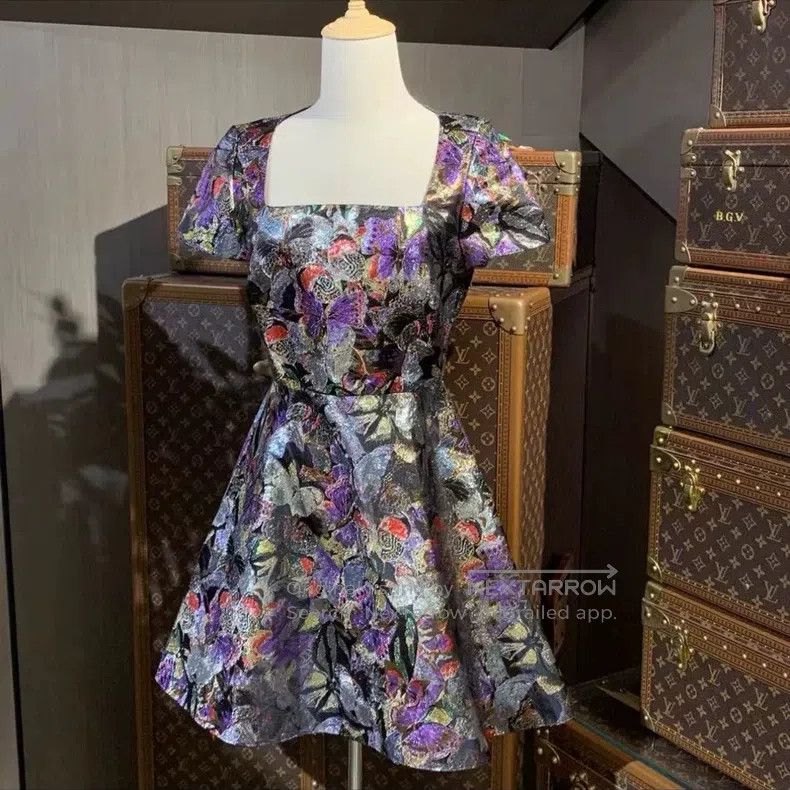 Valentino Valentino Bow embroidered mulberry silk dress Size S / US 4 / IT 40 - 1 Thumbnail