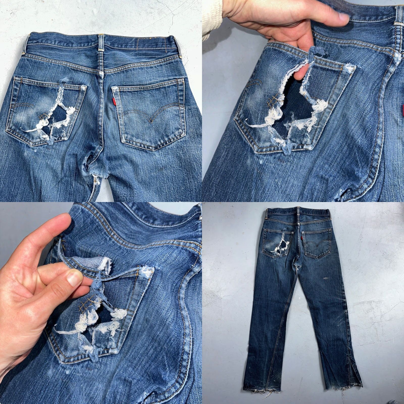 Levi's VINTAGE Levis 501 VTG 70s SS Redline Selvedge Jeans XX Thrashed Boot Cut Act 30x31 Size US 30 / EU 46 - 11 Thumbnail