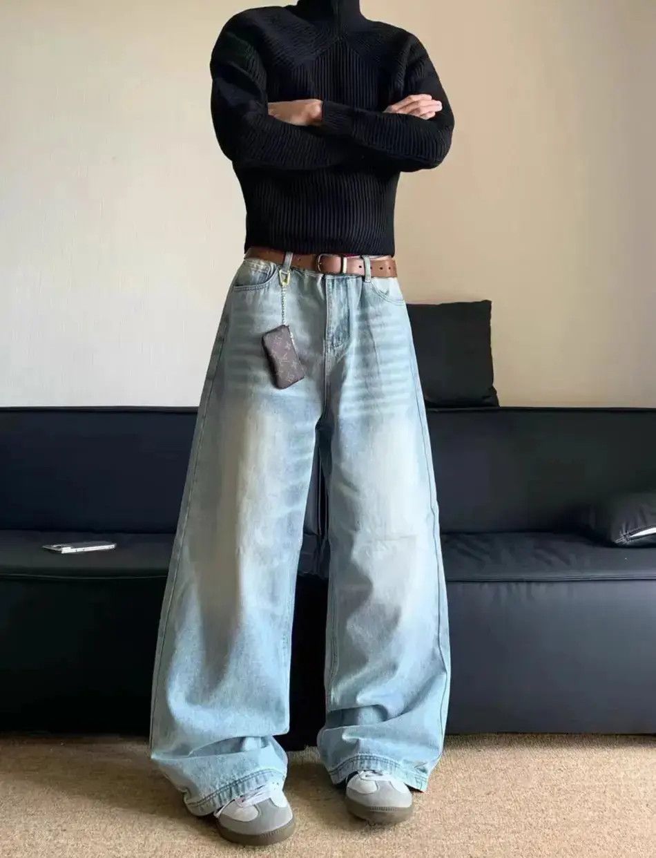 Japanese Brand Vintage washed high street style baggy jeans Size US 32 / EU 48 - 1 Thumbnail