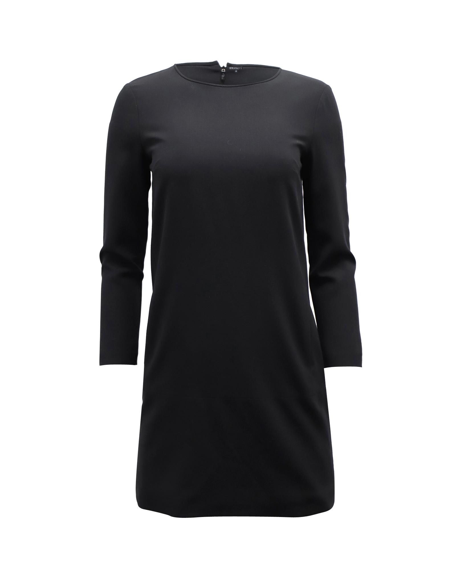 image of Theory Long Sleeve Black Viscose Mini Dress, Women's (Size Small)