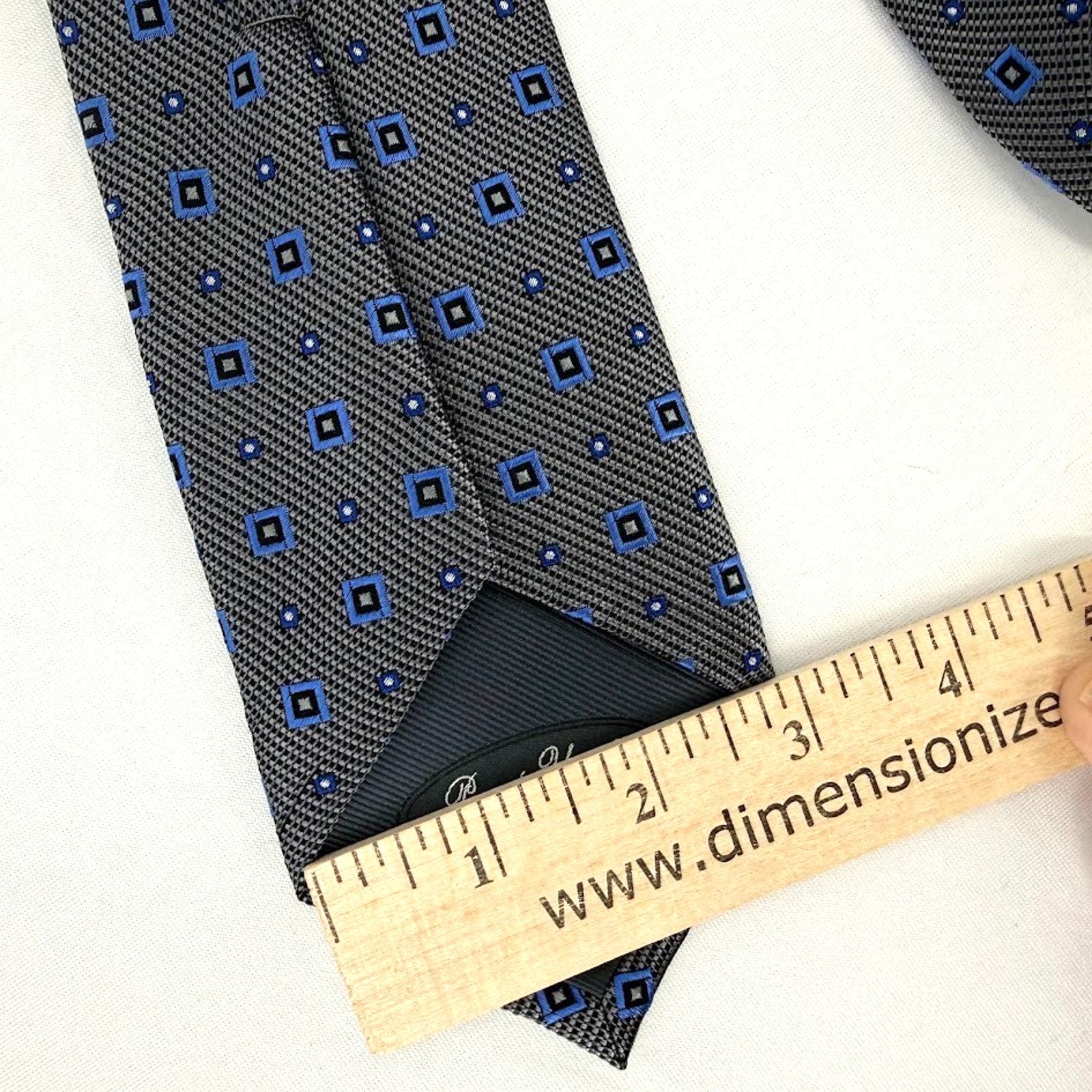 Joseph Abboud Joseph Abboud Silk Tie Gray Blue Geometric Pattern Size ONE SIZE - 7 Thumbnail