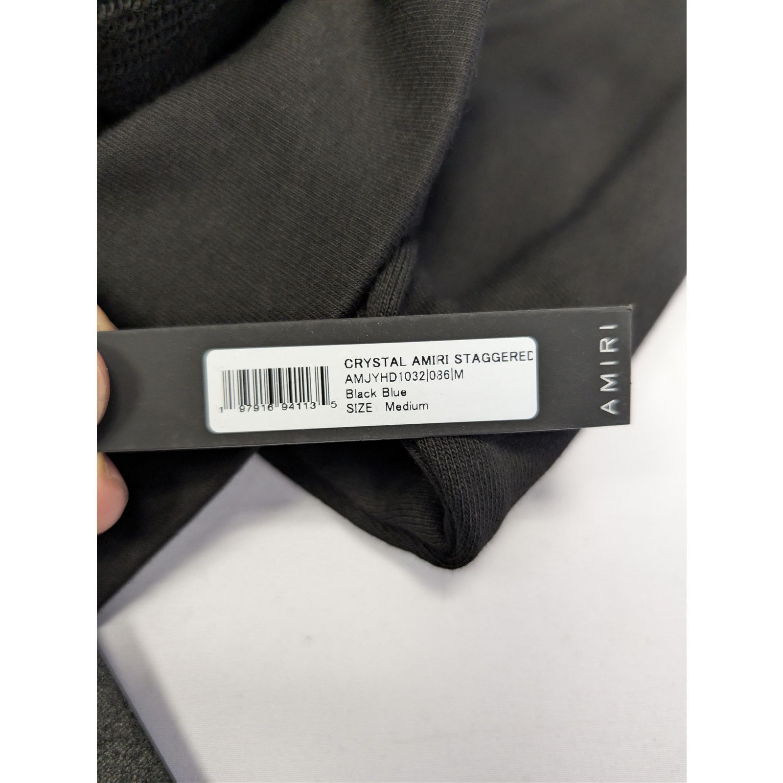 Amiri o1rshd1 Crystal Amiri Staggered Hoodie in Black/Blue Size US M / EU 48-50 / 2 - 19 Thumbnail