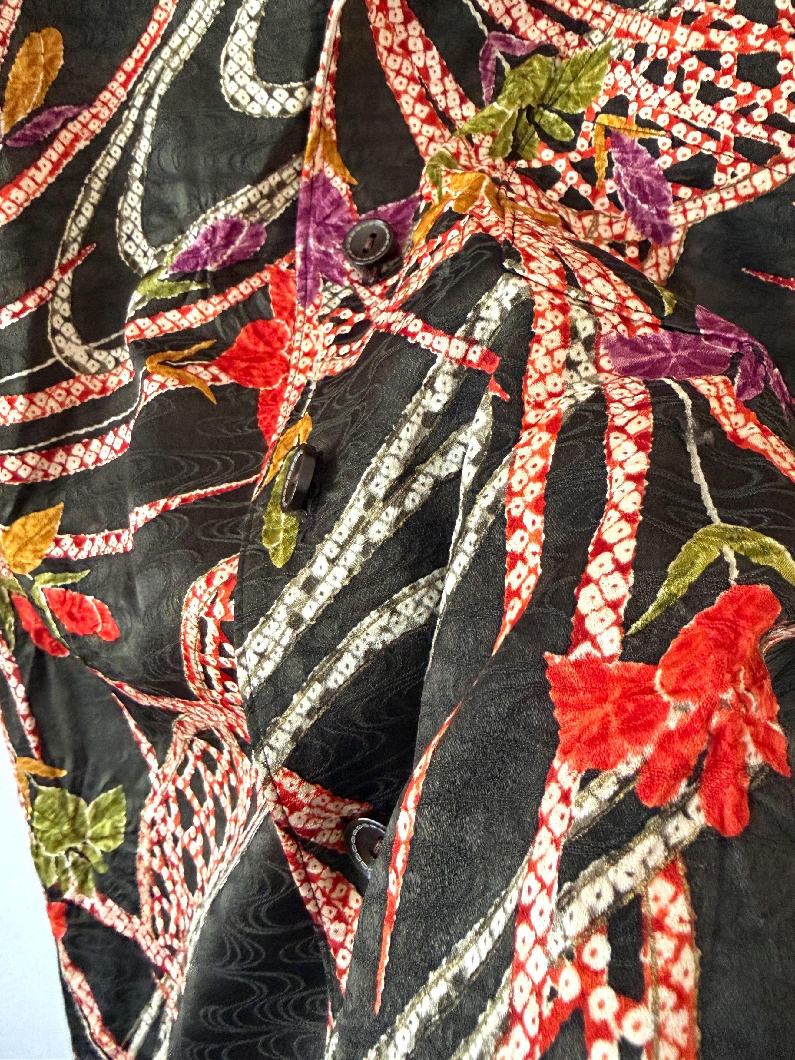Japanese Brand Big Wave Vintage Kimono Silk Aloha Camp Shirt Geometric Size US XS / EU 42 / 0 - 4 Thumbnail