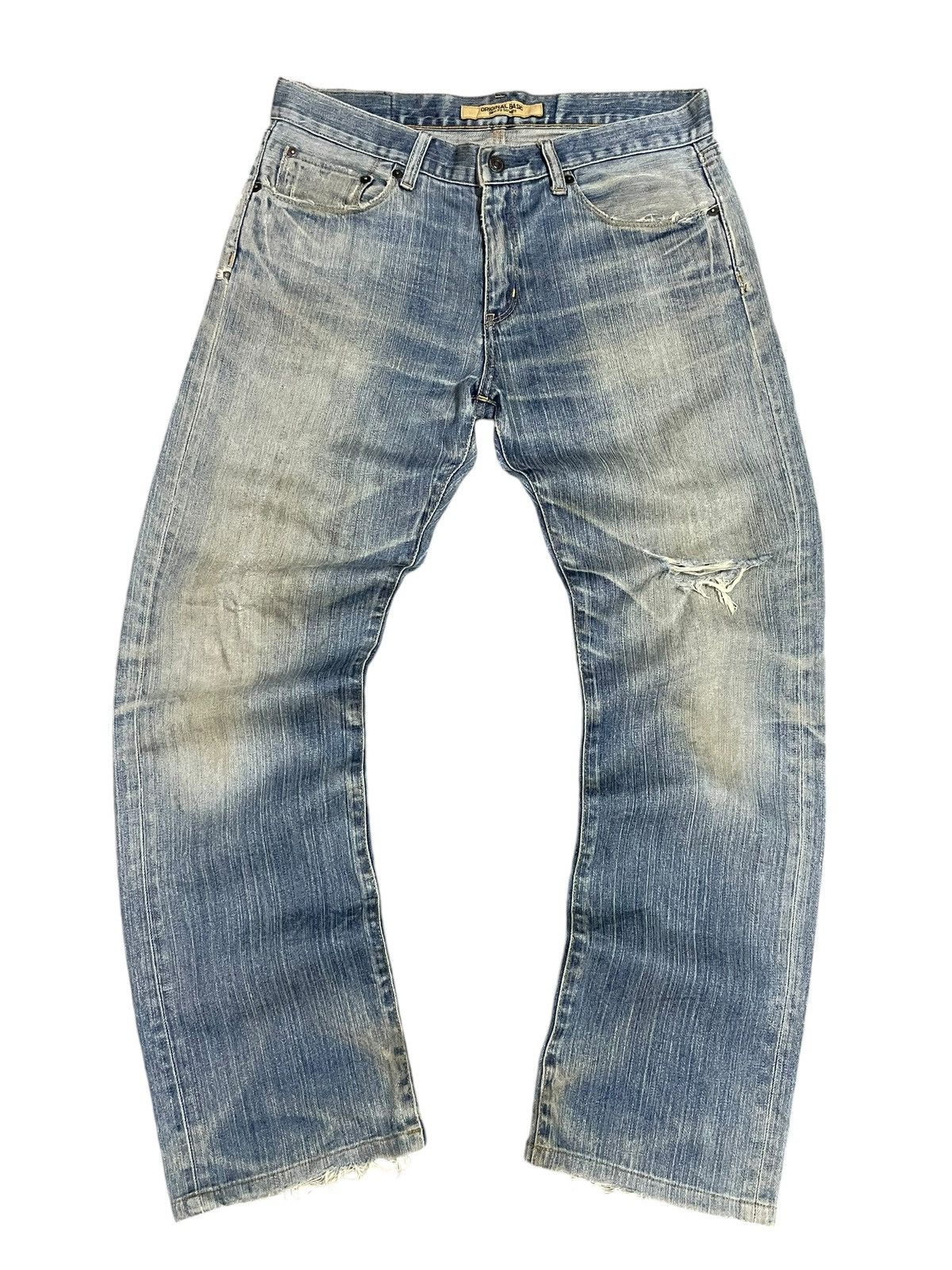 Jun Takahashi Japanese Denim Uniqlo Yellowish Blue FadeWash Straight Jeans Size US 32 / EU 48 - 2 Thumbnail