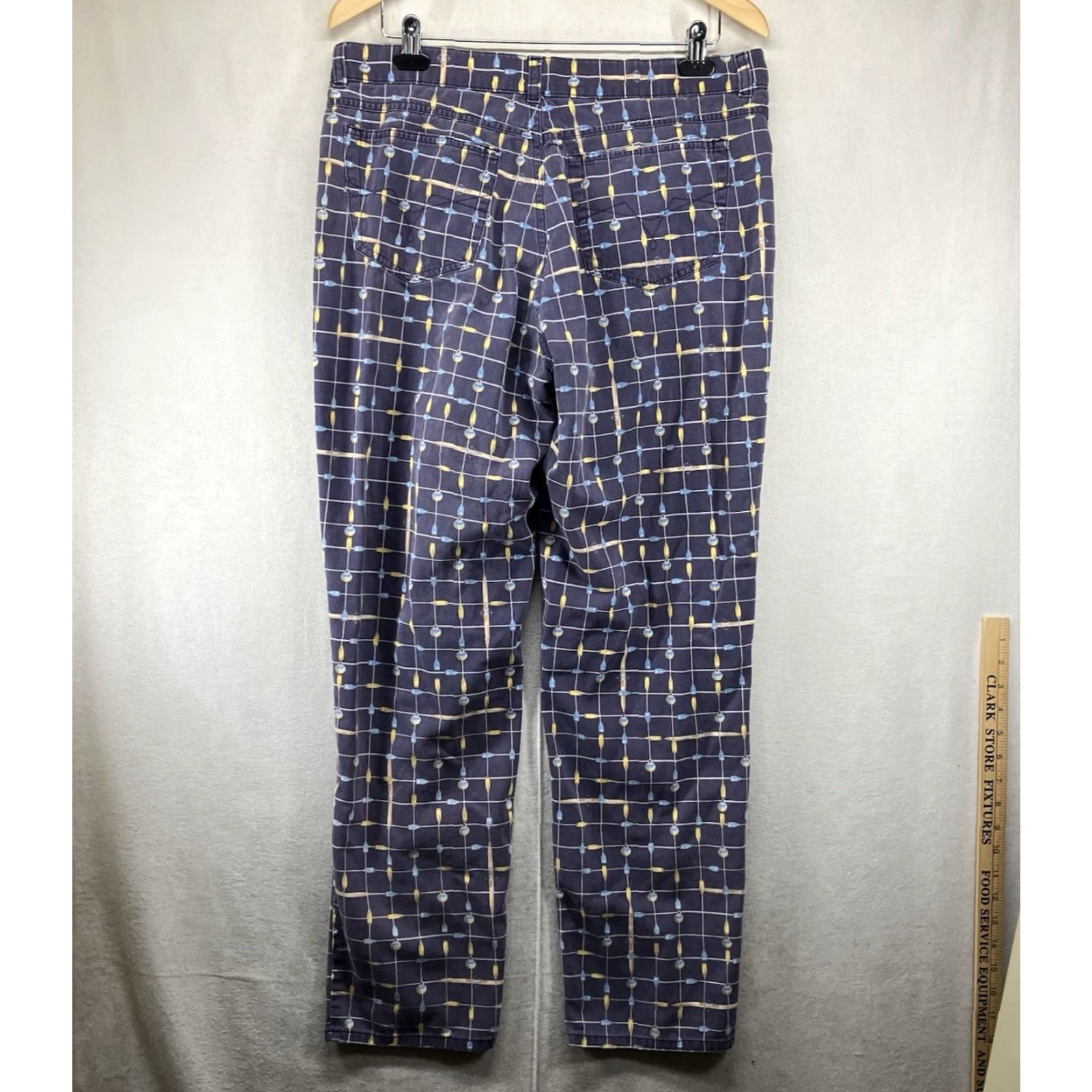 Escada VINTAGE ESCADA Sport ITALY Rowing Boat Print Pants Jeans 44 Navy Blue Knit Cotton Blend Stretch-Front Zip Regular Straight Leg 30.5 Inseam Womens Size 30" / US 8 / IT 44 - 2 Thumbnail
