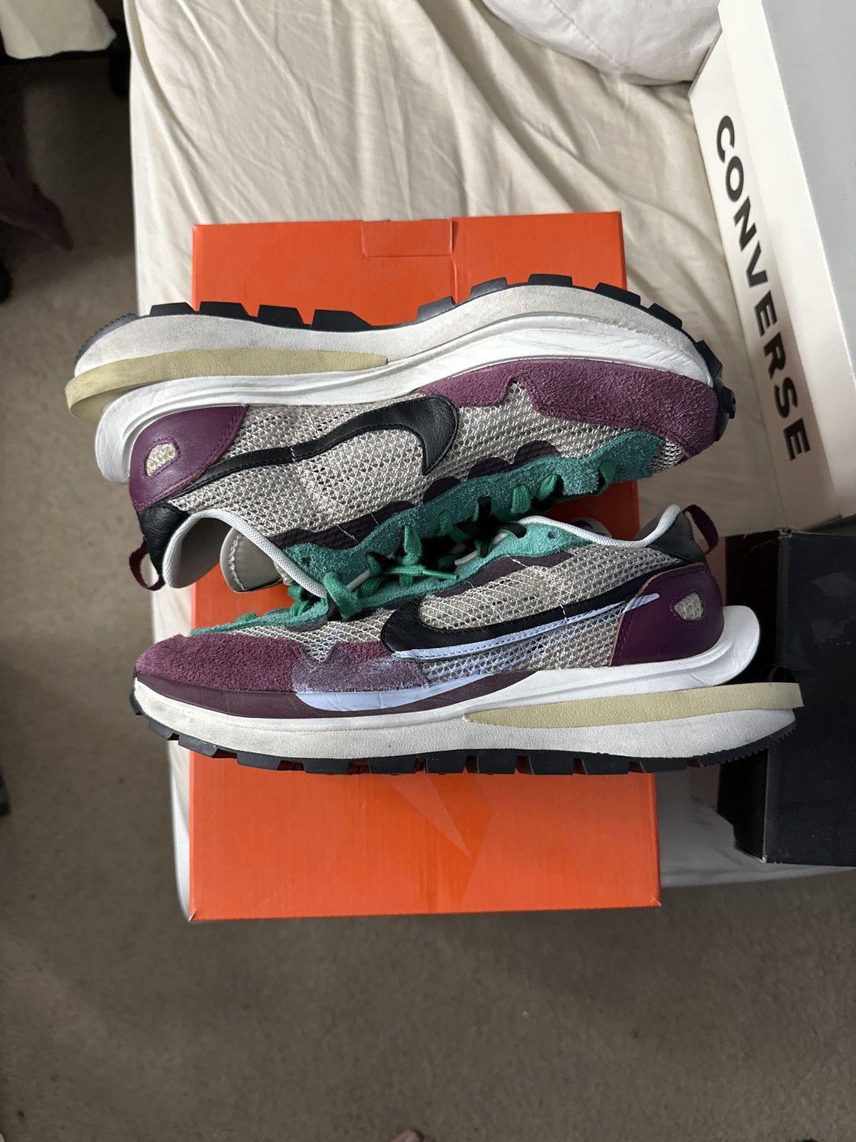 image of Nike x Sacai Vaporwaffle Shoes in Red, Men's (Size 9.5)