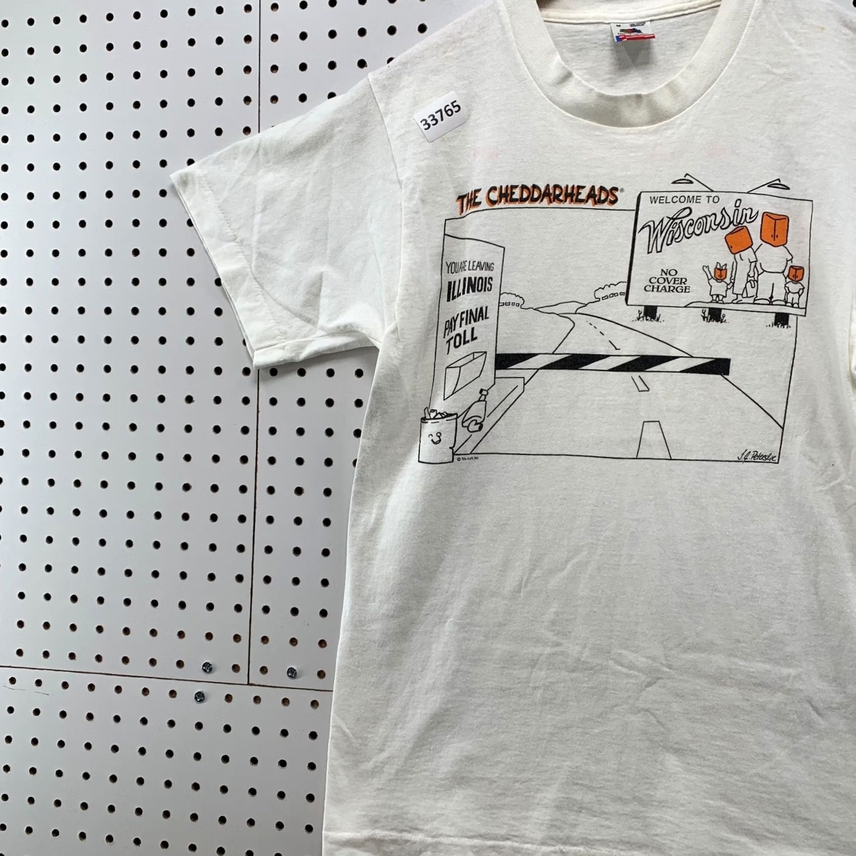 Fruit Of The Loom VINTAGE Wisconsin Cheddar Heads Funny Shirt Men M White 90s USA 17x27.5 Mens Size US M / EU 48-50 / 2 - 3 Thumbnail