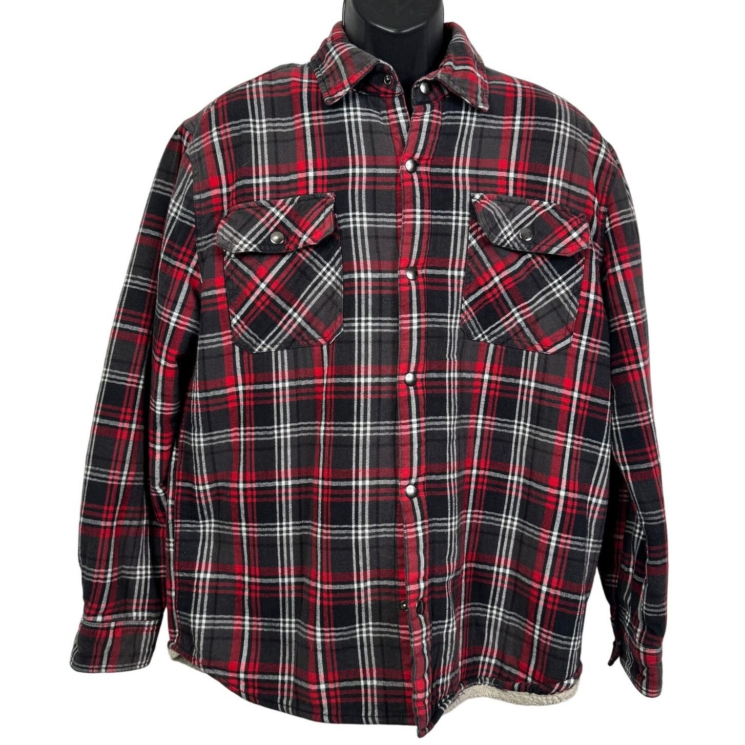 Big Mac JCPenney Fleece Plaid Snap Work Jacket Mens L