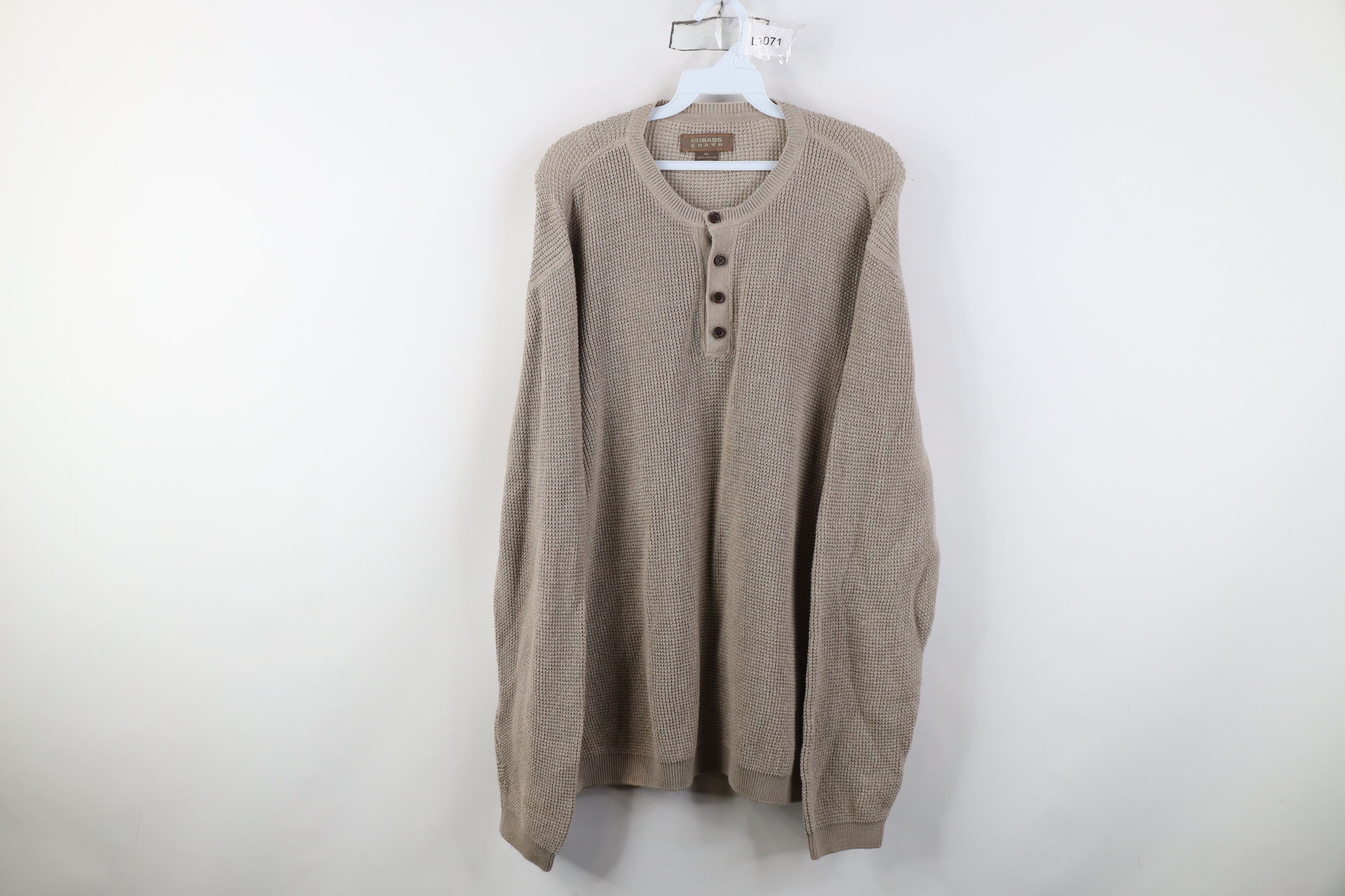 Vintage Vintage 90s Y2K Streetwear Waffle Knit Henley Sweater Cotton Size US XL / EU 56 / 4 - 1 Thumbnail