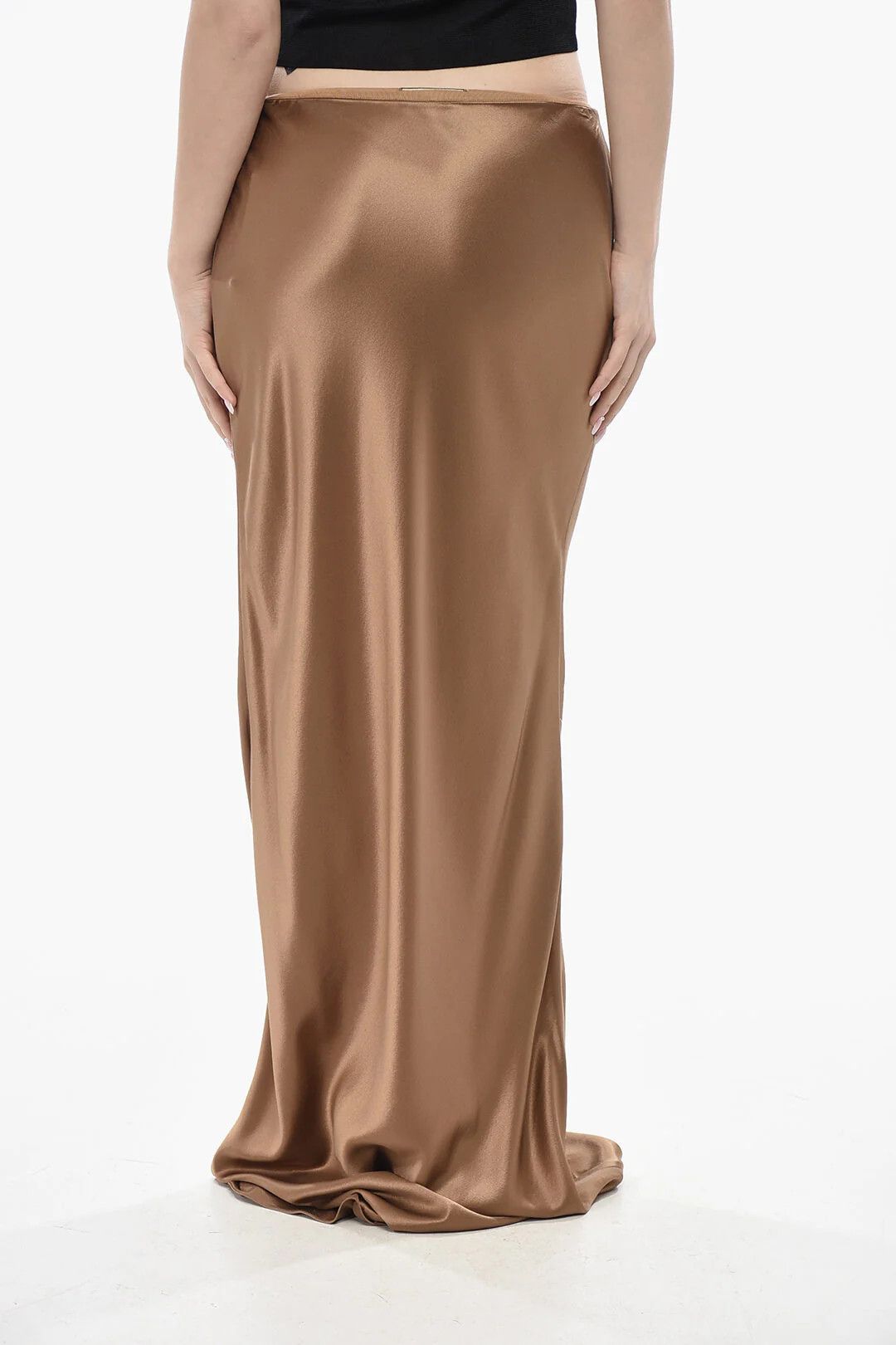 Saint Laurent Paris og1mm0326 Silk Satin Skirt in Brown Size 28" / US 6 / IT 42 - 2 Thumbnail