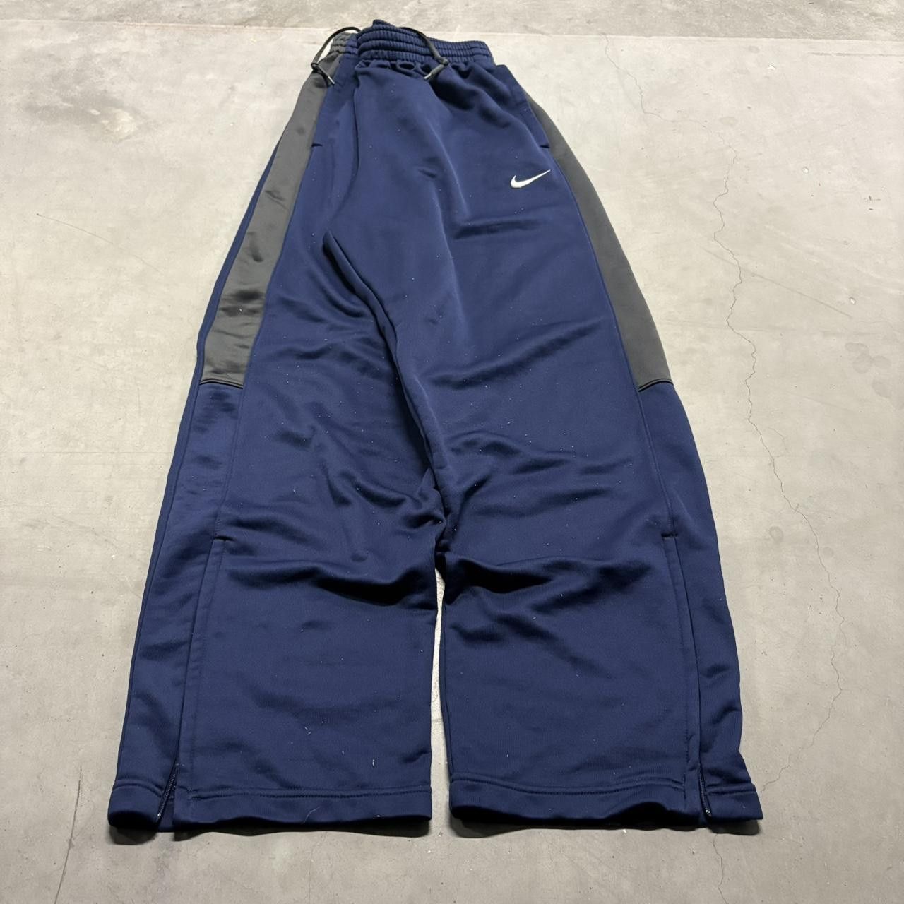 Nike Crazy Vintage Y2K/2000s Baggy Nike Navy Blue Dri-Fit Track Pants with Leg Zippers! Size US 34 / EU 50 - 3 Thumbnail