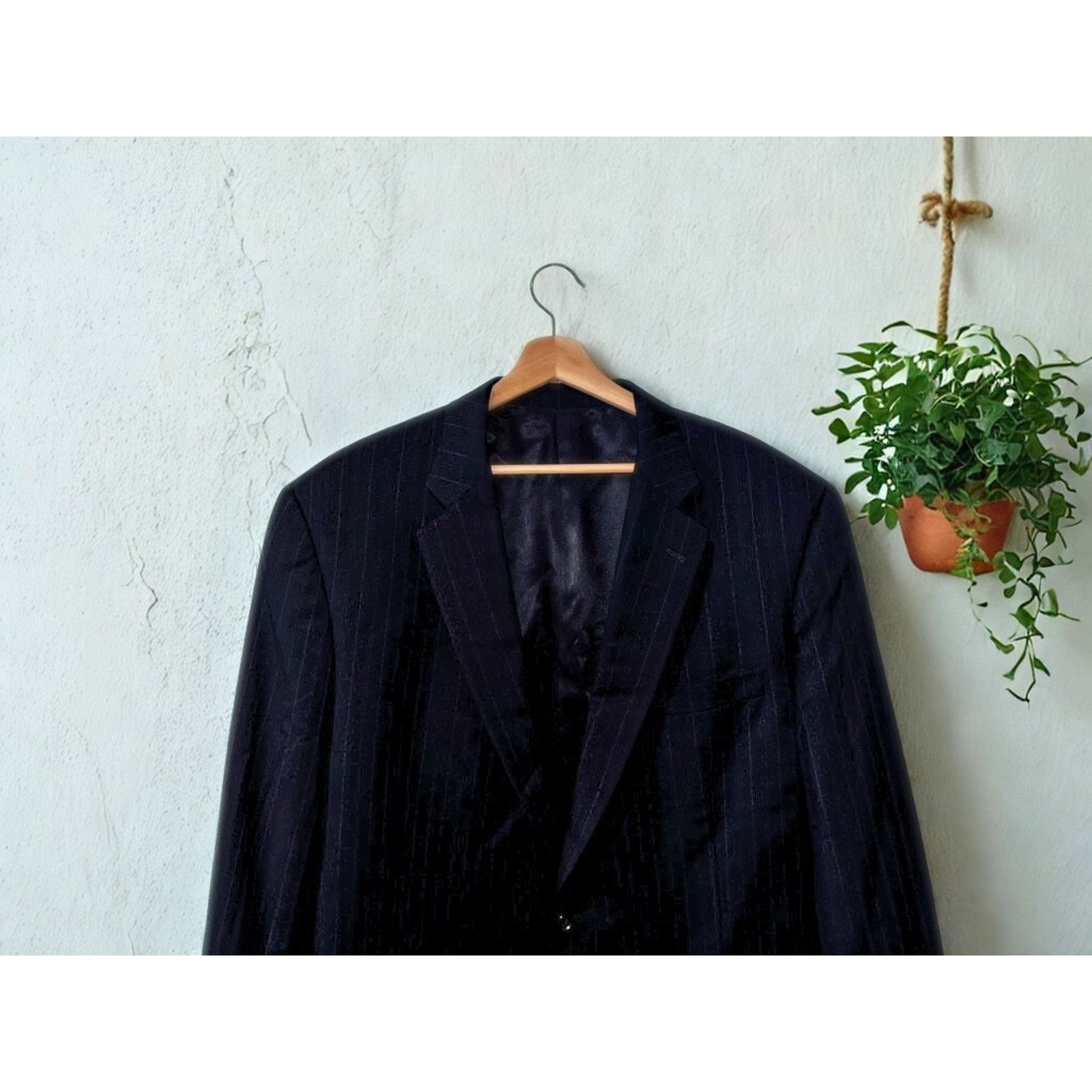 Burberry Burberry London 100% Wool Pinstripe Blazer Sport Coat 46L Size 46L - 2 Thumbnail