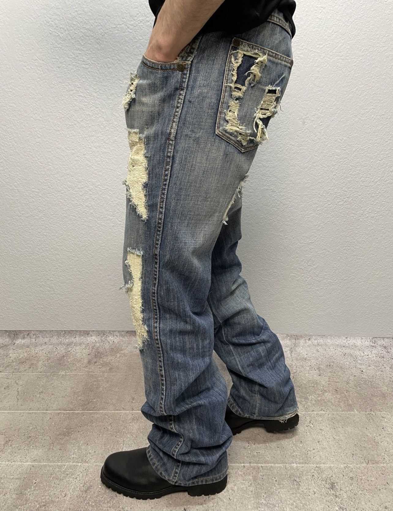 G-Star Vintage 00s Junya Watanabe Style Distressed Jeans Pants Size US 32 / EU 48 - 3 Thumbnail