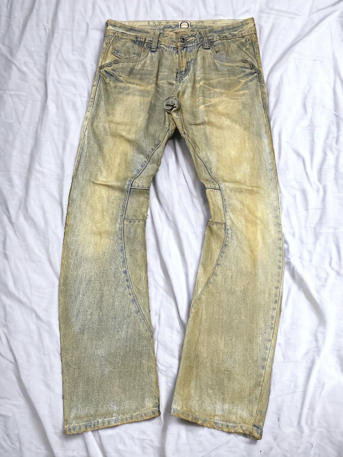 45rpm × Kapital R By 45rpm Asymmetry Muddy Curved Leg Stacked Jeans Size US 30 / EU 46 - 1 Thumbnail