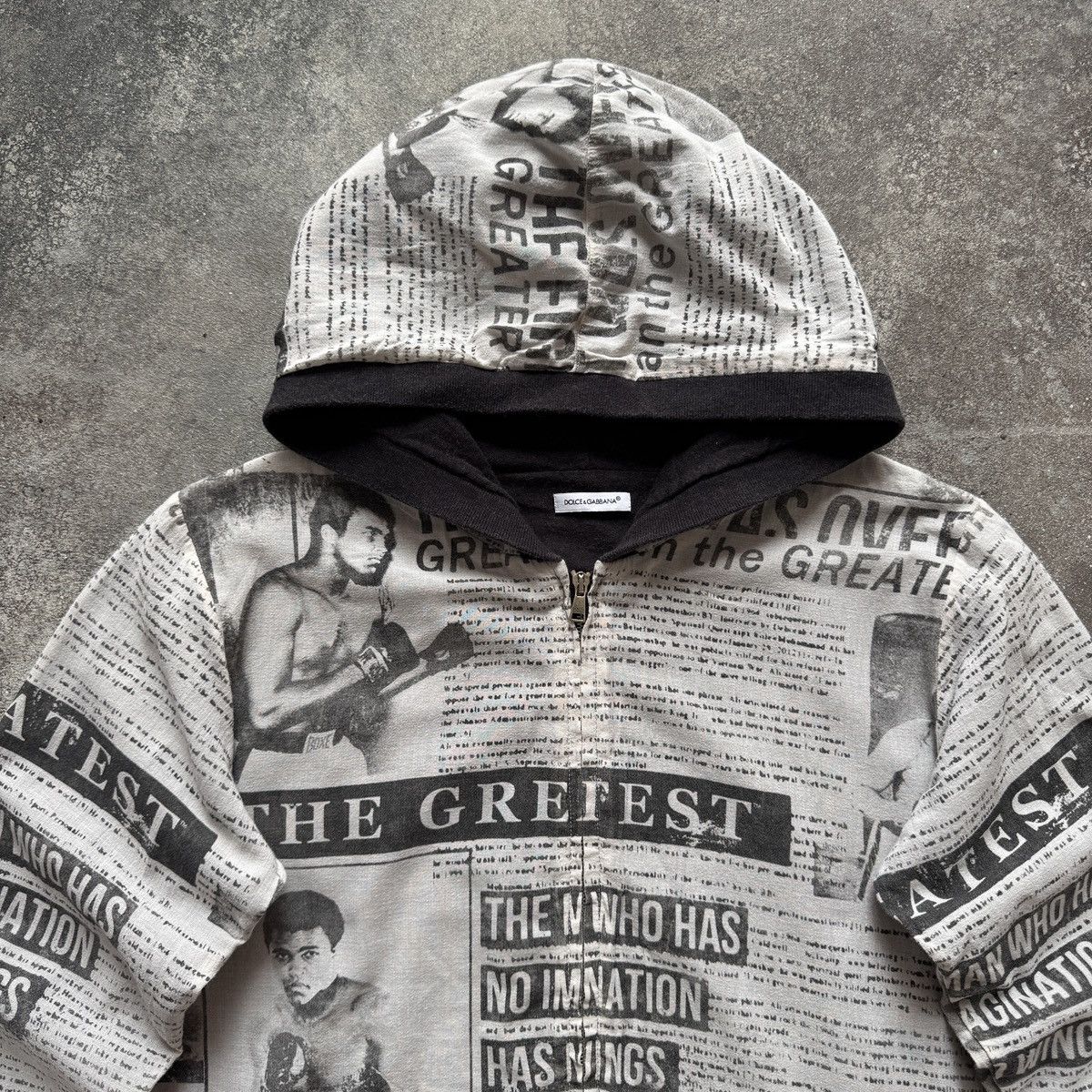 Dolce & Gabbana D&G Dolce & Gabbana x Mohamed Ali Gazette Printed Zip Hoodie Size XS / US 0-2 / IT 36-38 - 4 Thumbnail