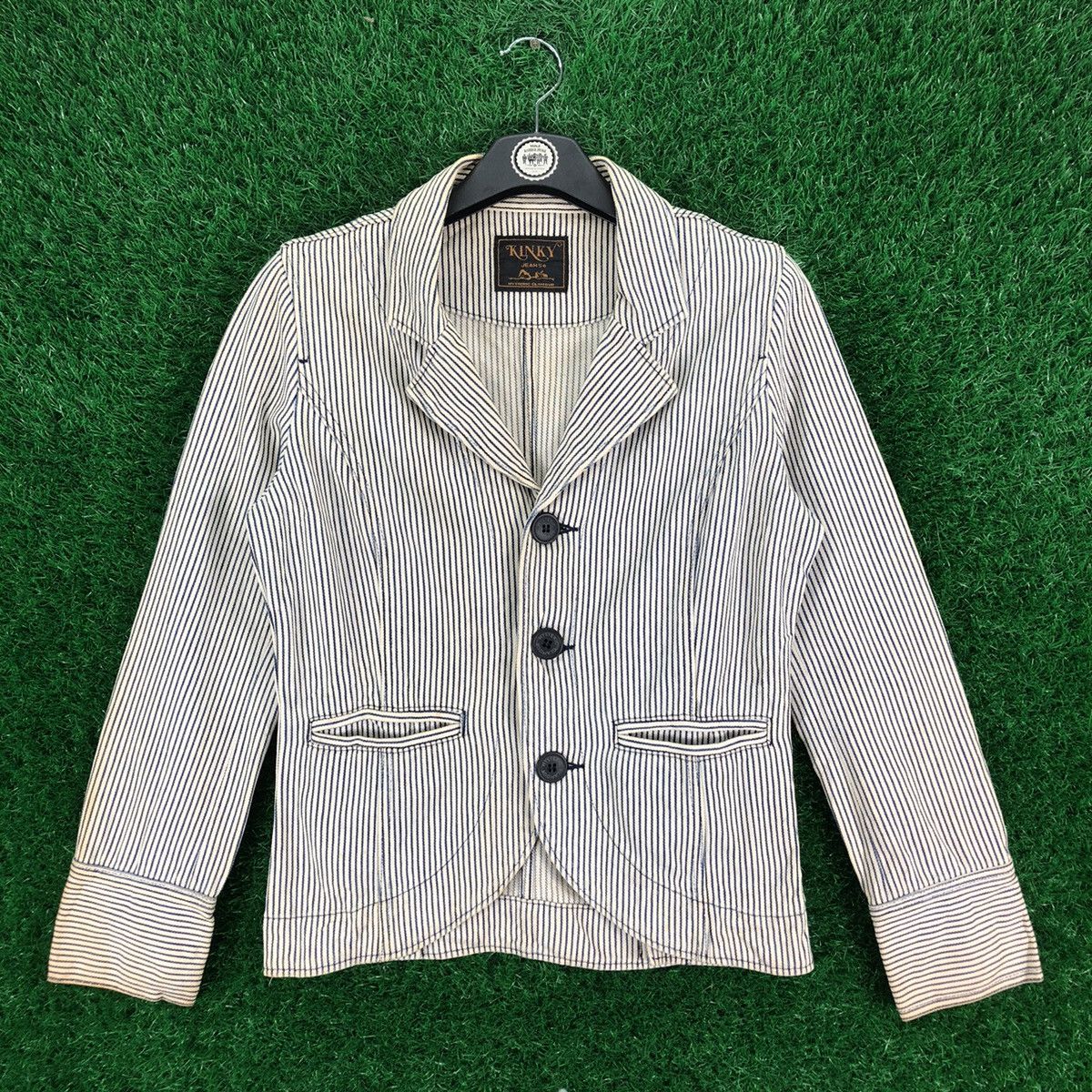Hysteric Glamour Vintage 90's Hysteric Glamour Hickory Stripe Denim Jacket Size XS / US 0-2 / IT 36-38 - 2 Thumbnail