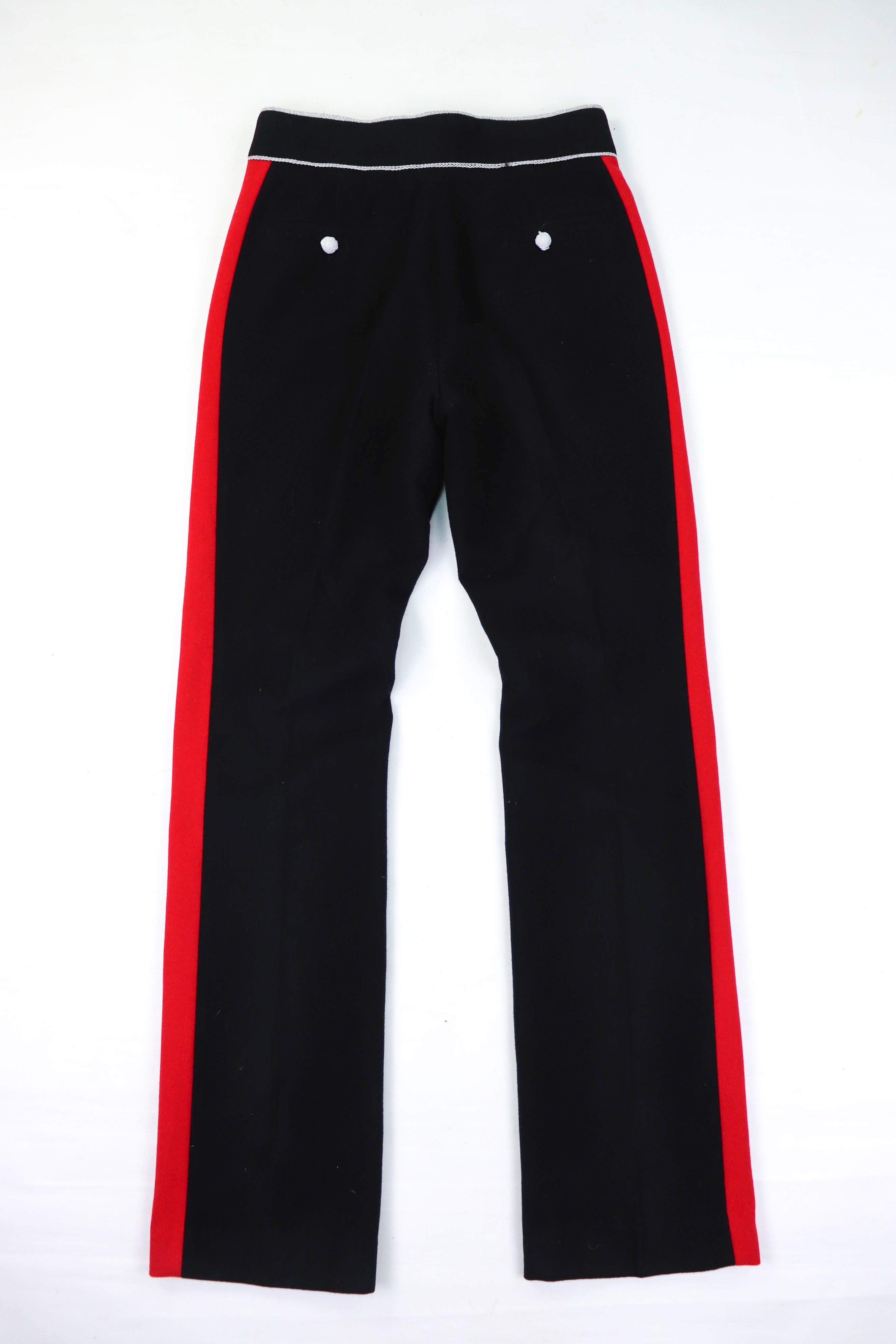 H&M × Paco Rabanne Rabanne x H&M Black Wool Side Red Stripe Trousers Pants Size US 30 / EU 46 - 2 Thumbnail