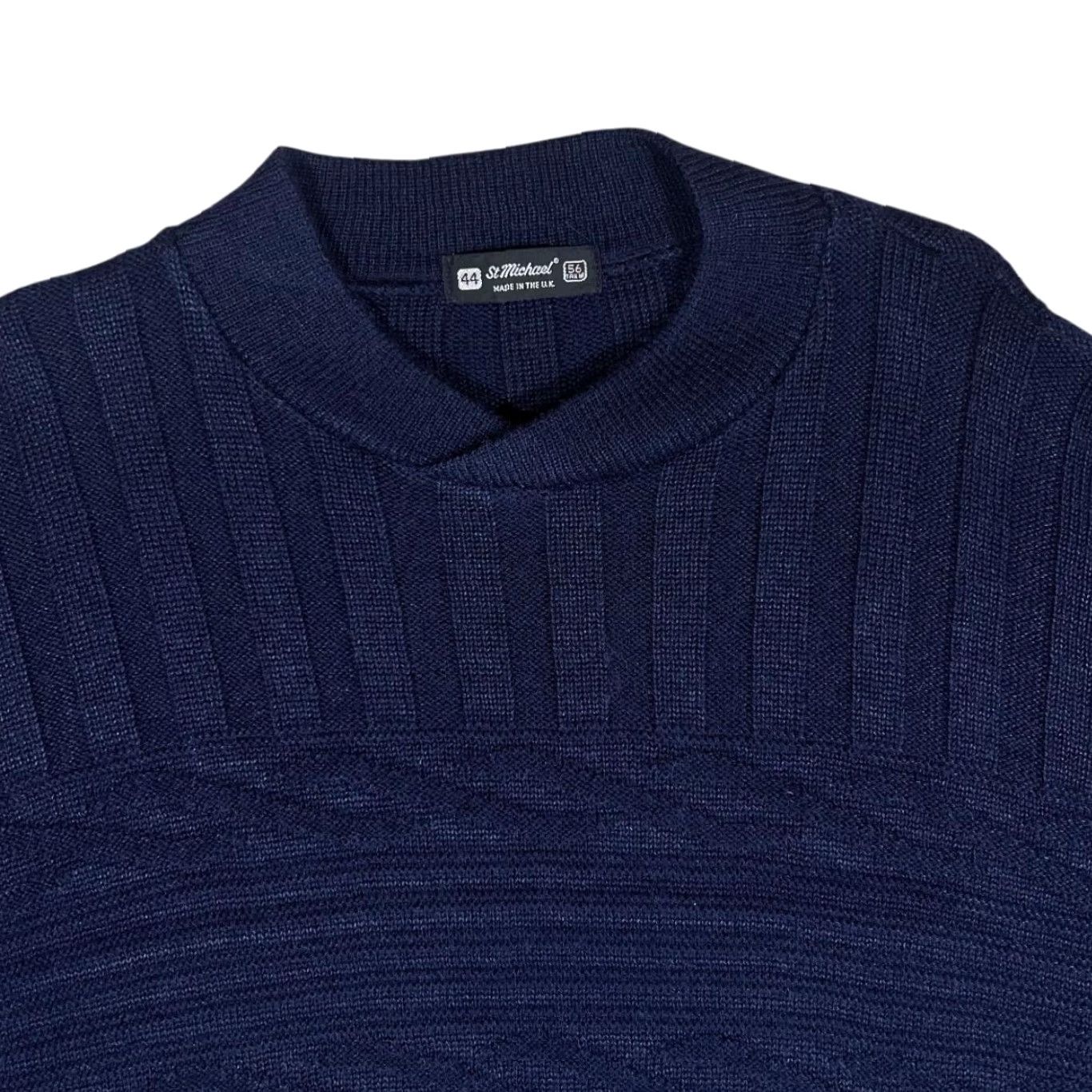 Marks & Spencer VINTAGE ST MICHAEL Marks & Spencer Cable Knit Jumper Mens Large 44 Navy Blue Wool Acrylic Knit Pullover 90s Size US L / EU 52-54 / 3 - 3 Thumbnail