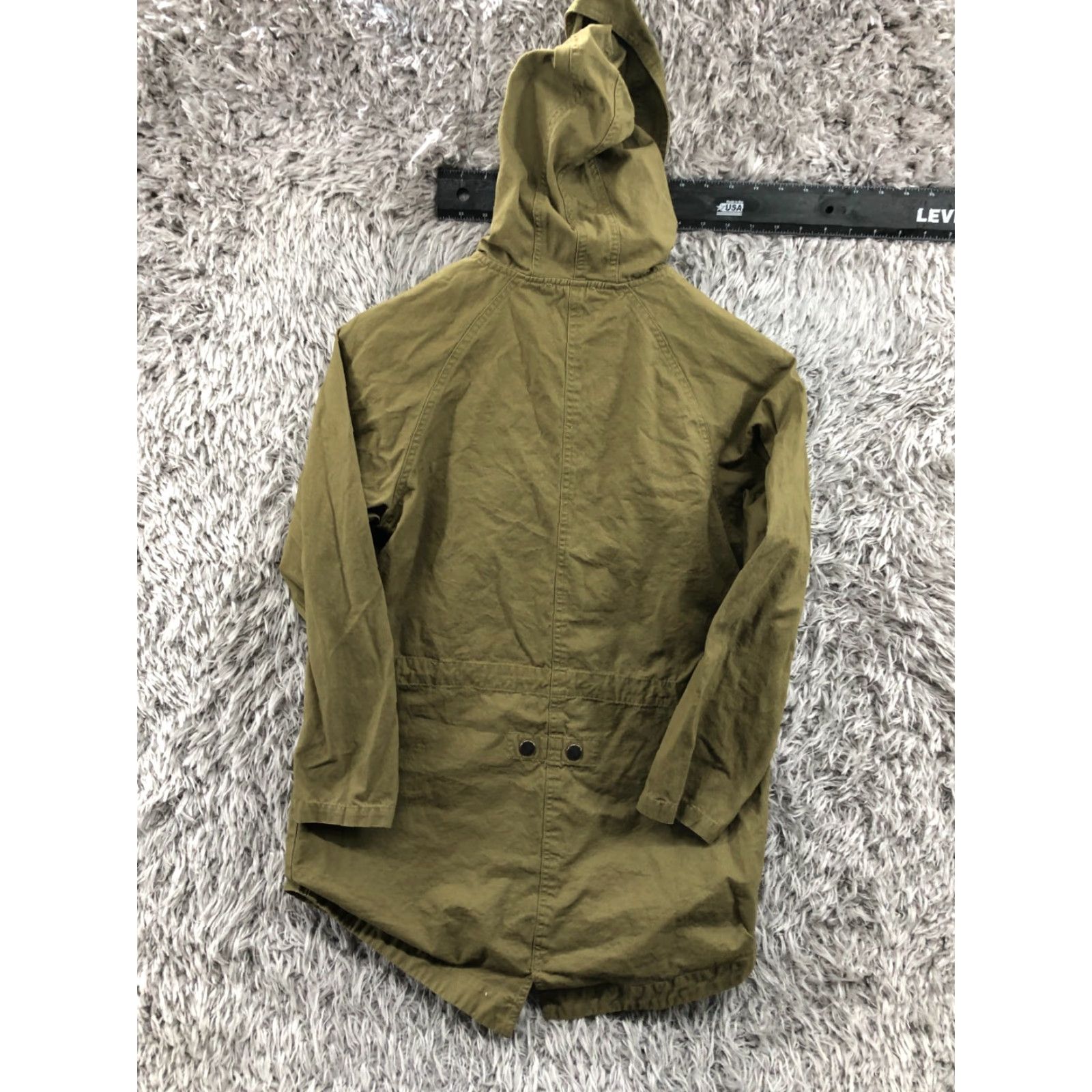 Vintage Sophie Rue Jacket Womens M Green Cinch Waist Pockets Round Neck Zip Woven Coat Top Size M / US 6-8 / IT 42-44 - 7 Thumbnail