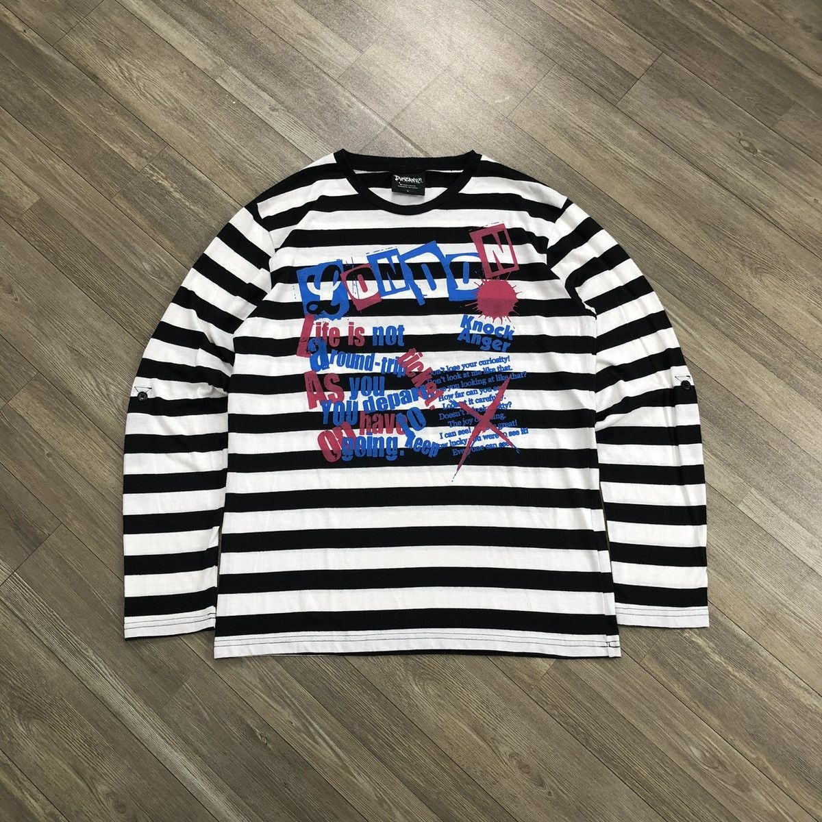 14th Addiction 2000s Durante Sid Vicious Grunge Lgb Gothic Striped Long Tee Size US M / EU 48-50 / 2 - 1 Thumbnail