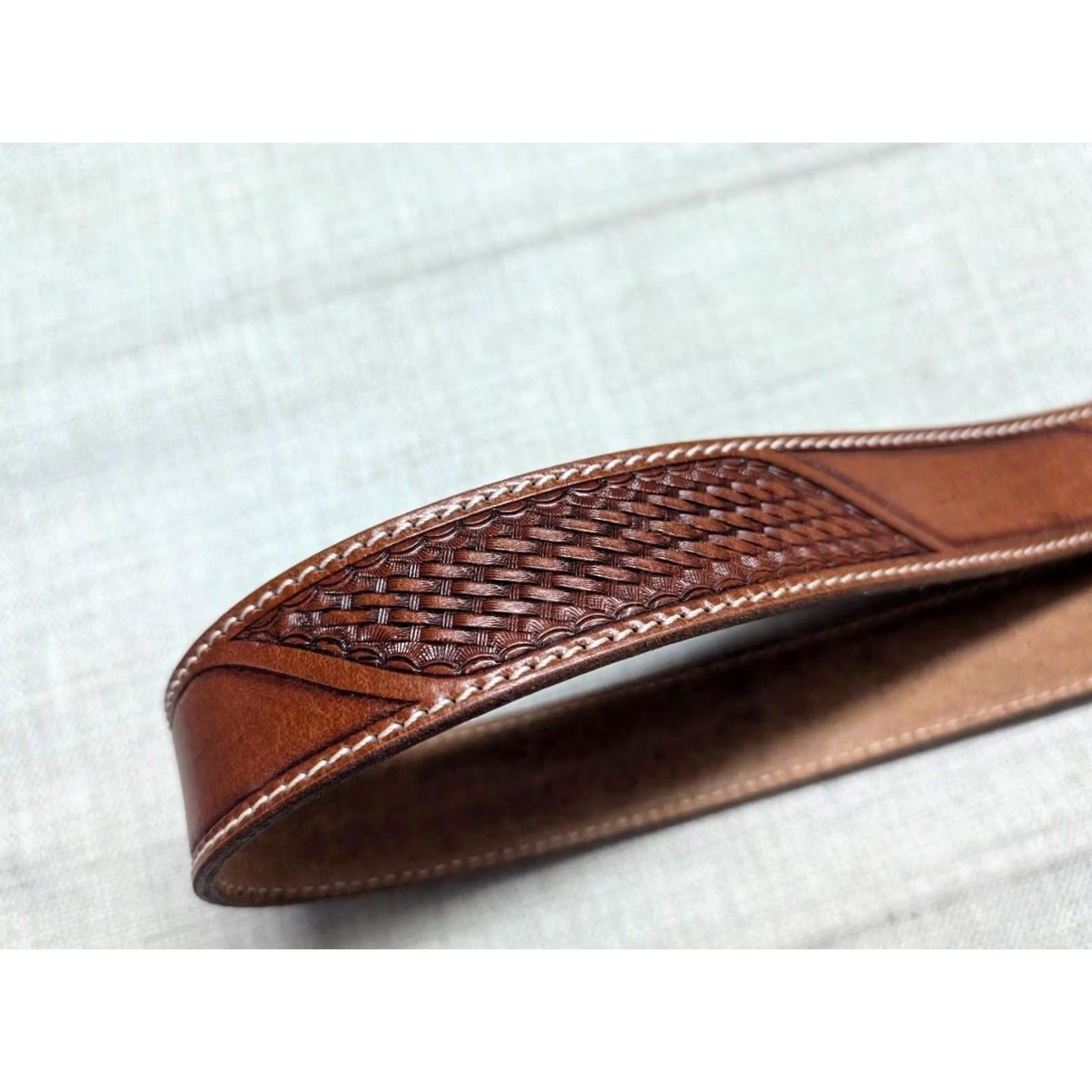 Vintage VINTAGE Myra belt Western Belt Unisex Adults 38 brown Tooled cowhide leather buckle belt 1-1/2" width Size 38 - 2 Thumbnail