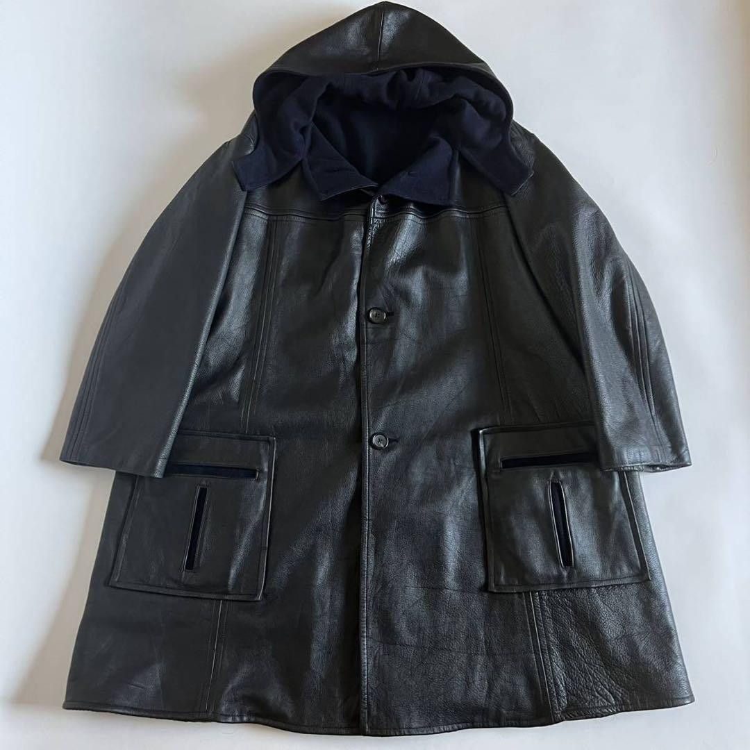 Yohji Yamamoto Yohji Yamamoto POUR HOMME leather hood coat Size US L / EU 52-54 / 3 - 1 Thumbnail