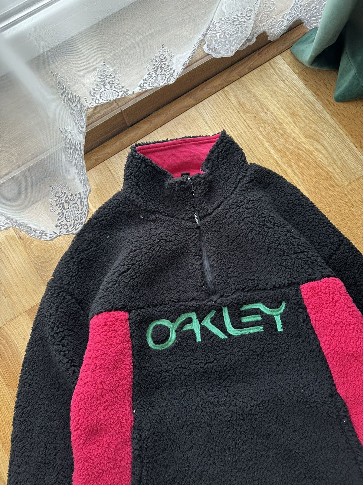 Oakley × Vintage Oakley Fleece Performance Sz xc Black Pink Fuzzy Sherpa Size XS / US 0-2 / IT 36-38 - 2 Thumbnail