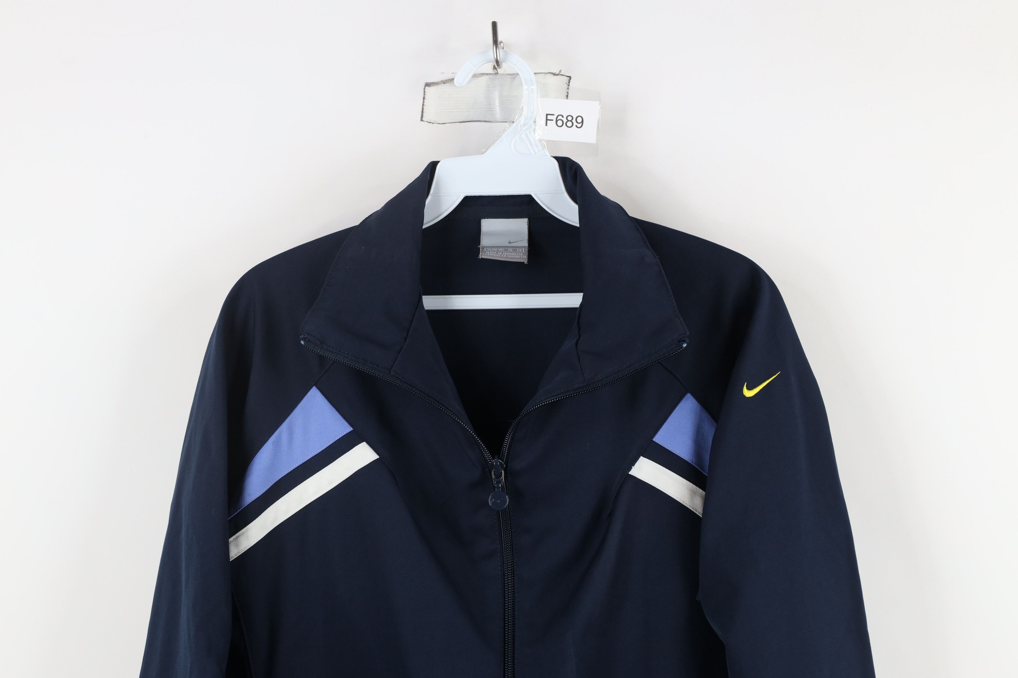 Nike × Vintage Vintage Nike Scott Mini Swoosh Striped Full Zip Jacket Blue Size XL / US 12-14 / IT 48-50 - 2 Thumbnail