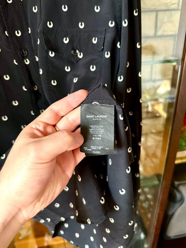 Saint Laurent Paris Saint Laurent Paris Saint Laurent Silk Shirt with Double P Size US S / EU 44-46 / 1 - 6 Thumbnail