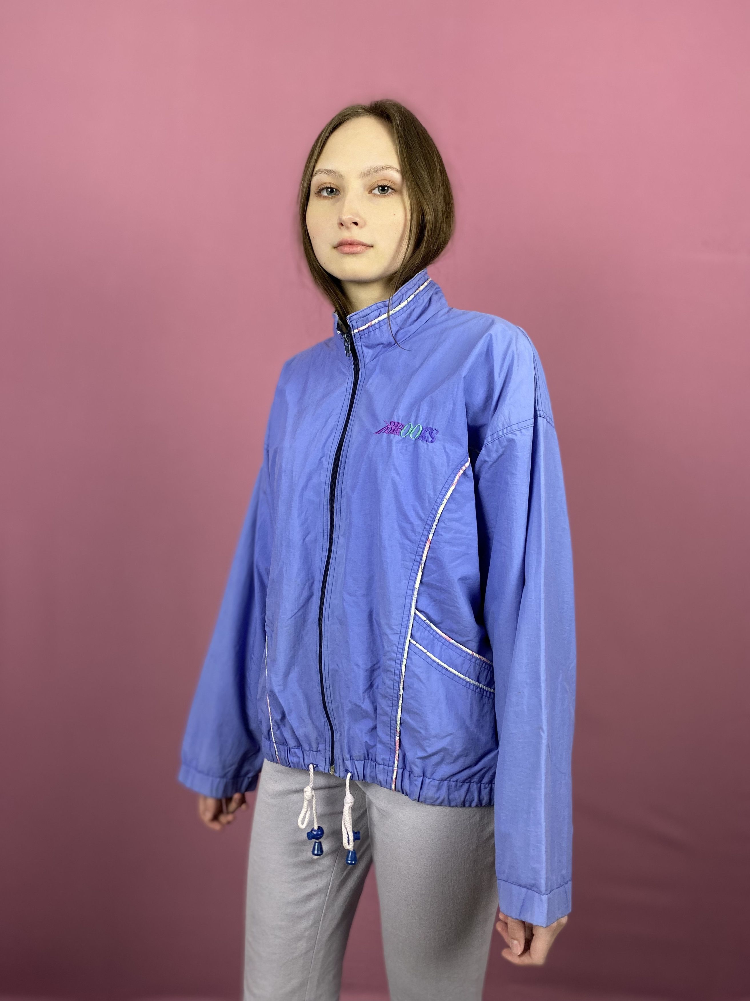 Vintage 90s Brooks Vintage Women's Windbreaker Jacket - S Blue Nylon Size S / US 4 / IT 40 - 2 Thumbnail