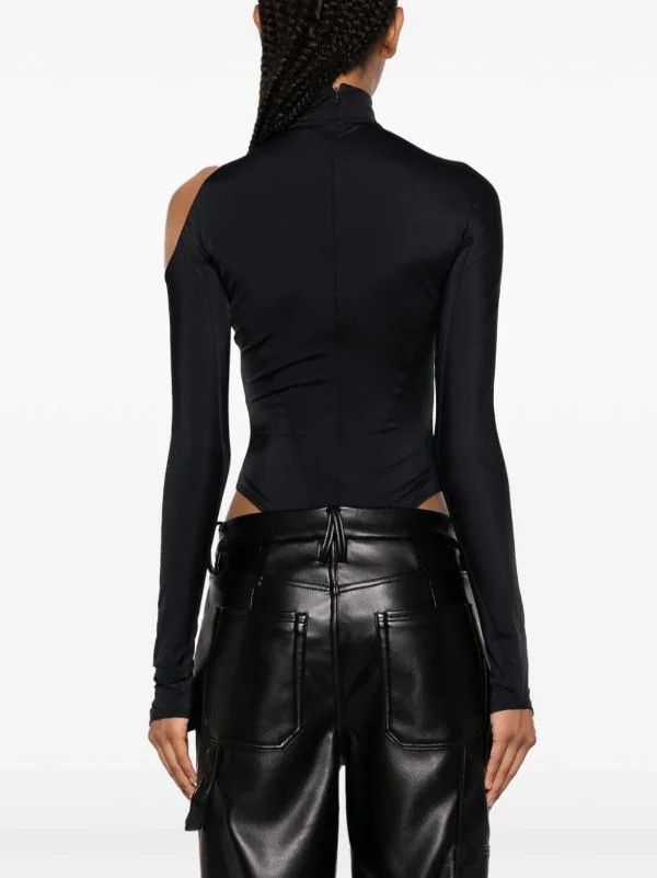 Mugler o1s22i1n1024 Long Sleeve Swirly Bodysuit in Black Size M / US 6-8 / IT 42-44 - 4 Thumbnail