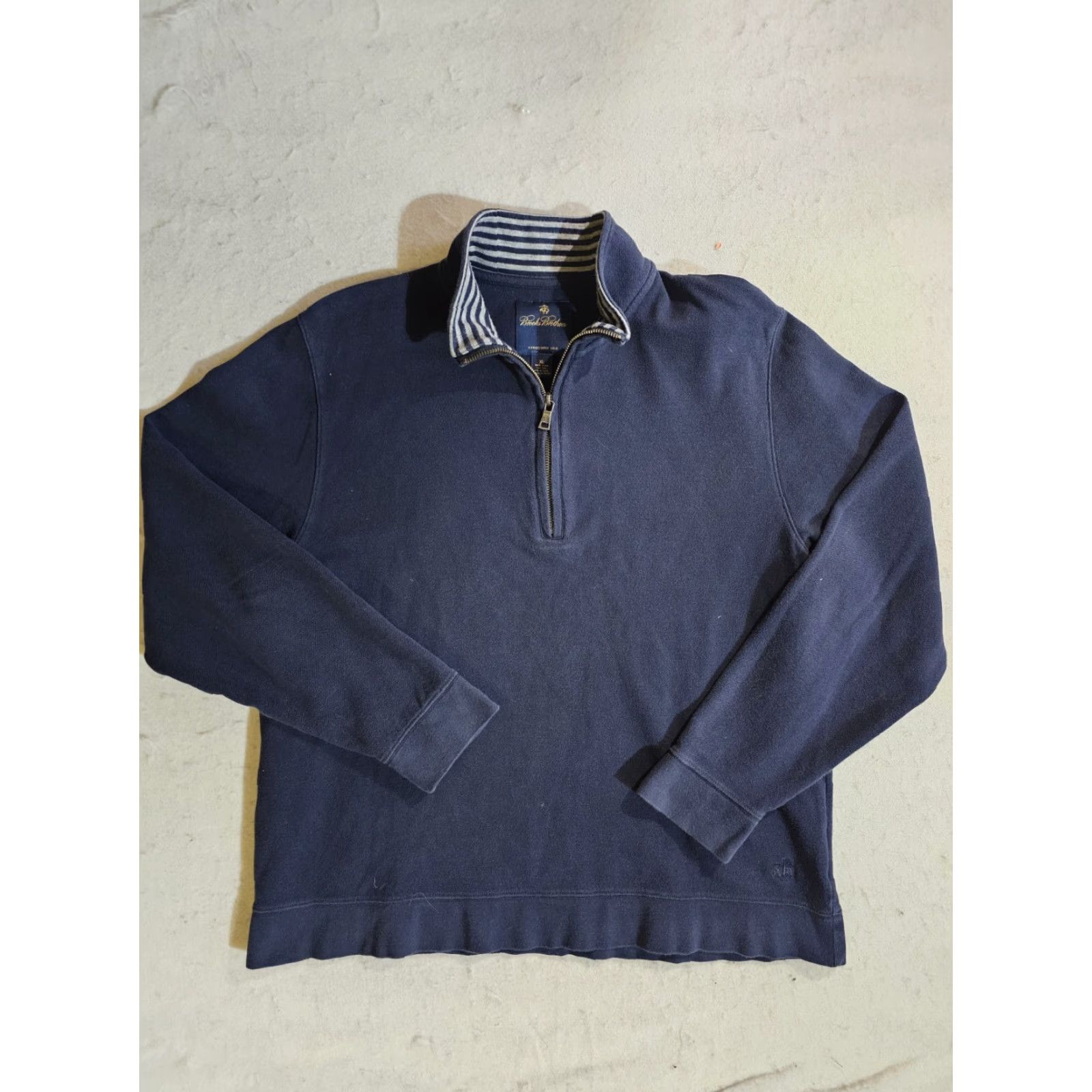 Brooks Brothers Brooks Brothers Signature 1/4 Zip Pima Cotton Mock Neck Pullover Sweater Mens X-Large Blue Size US XL / EU 56 / 4 - 2 Thumbnail