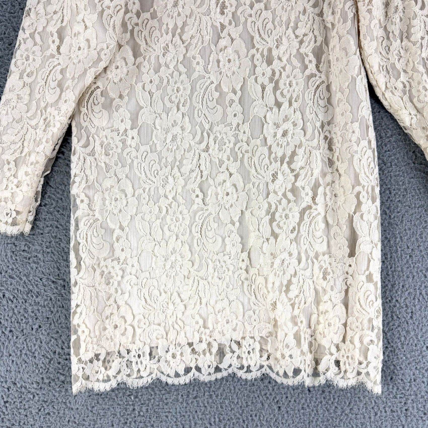 Jessica McClintock VINTAGE Jessica McClintock Lace Dress Womens 10 Long Sleeve Ivory Floral Bride Formal Wedding Dress Size L / US 10 / IT 46 - 6 Thumbnail