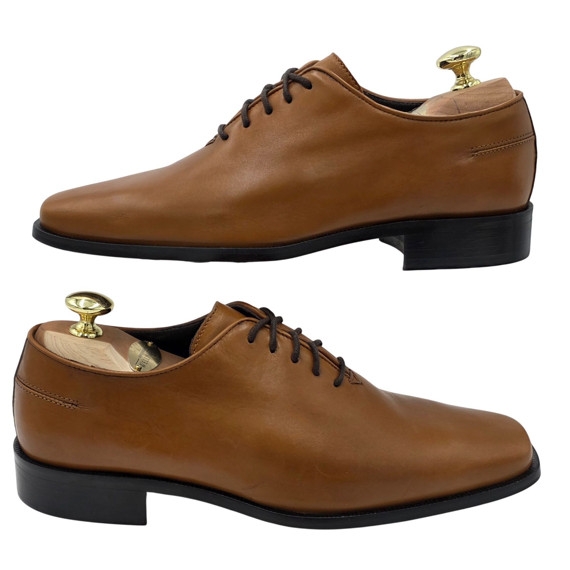 Donald Pliner NEW Donald J. Pliner Italy Wholecut Tan Calf Leather Derby Size US 7 / EU 40 - 11 Thumbnail