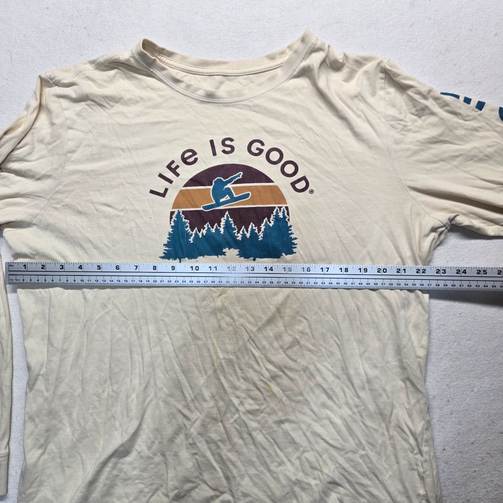 Life is Good VINTAGE Life is Good Shirt Men Large Beige Long Sleeve Graphic Print Mountains Autumn Gear 90s Mens Size US L / EU 52-54 / 3 - 4 Thumbnail