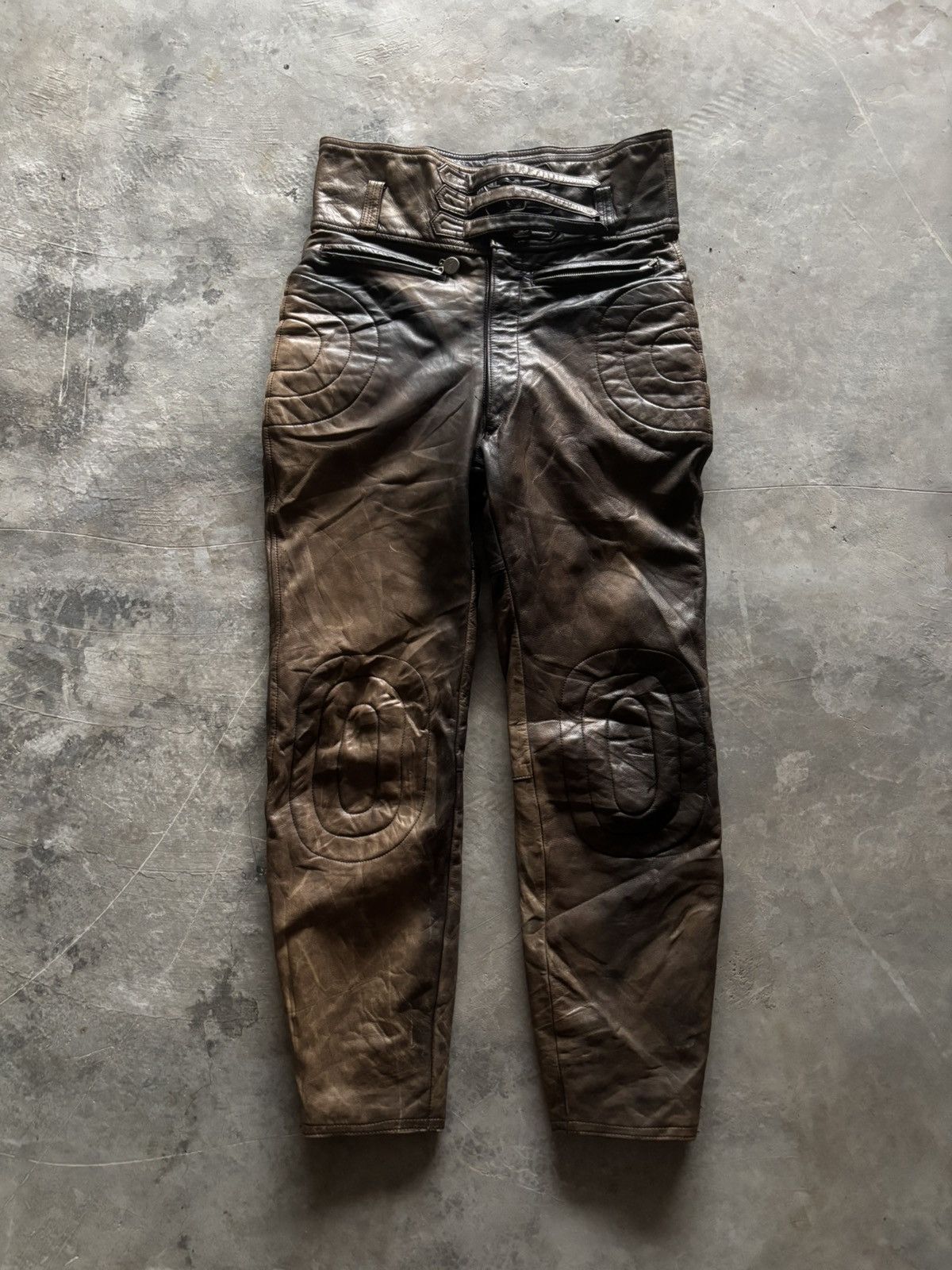 Japanese Brand KOMINE LEATHER PANT MOTORSPORT SUPER SICK FADED PATINA Size US 32 / EU 48 - 1 Thumbnail