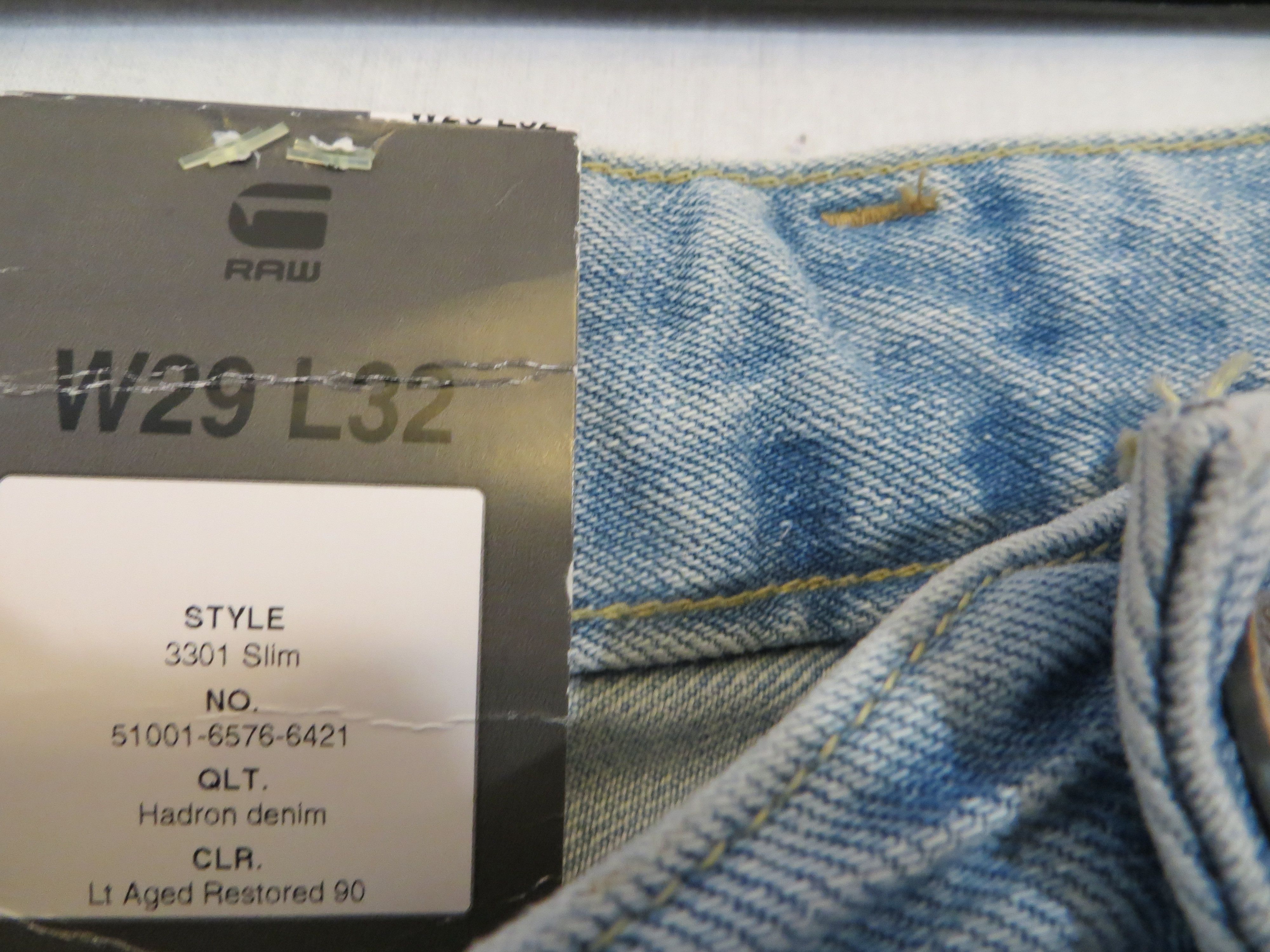 G-Star 3301 SLIM LT AGE4D RESTORED 90 JEANS Size US 29 - 3 Thumbnail
