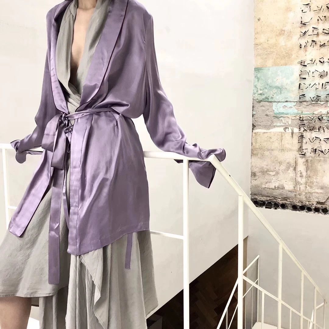 Ann Demeulemeester Ann Demeulemeester Fall/Winter 2019 Silk Violet Robe Size US S / EU 44-46 / 1 - 7 Thumbnail