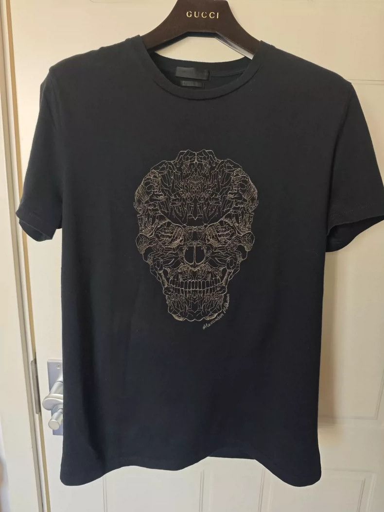 ★【ALEXANDER MCQUEEN】★EMBROIDERED LOGO SHORT SLEEV.E T★ Short sleeve T-shirt with logo print | Emporium