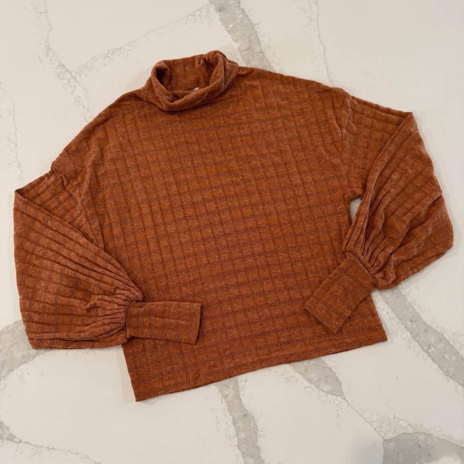 Other Gimmicks by Buckle Textured Knit Top Womens XS Rust Orange Size XS / US 0-2 / IT 36-38 - 1 Thumbnail