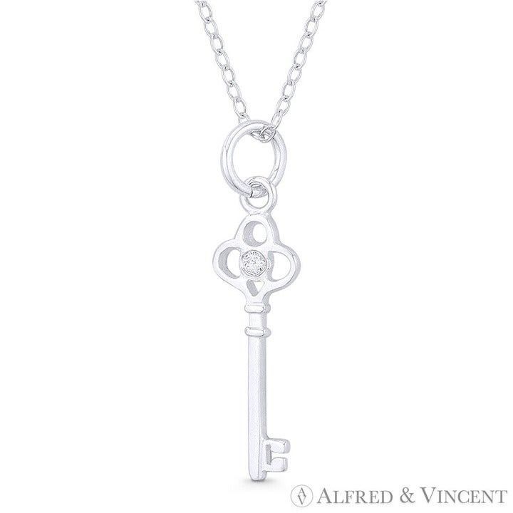 Other Trefoil Clover Bow CZ Crystal Key Charm 28x7.5mm Pendant Size ONE SIZE - 1 Preview